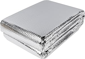 winemana Window Insulation Roll, 48IN x 15FT Reflective Heat Shield Bubble Film, Double-Sided Aluminum Foil Insulation, Weatherproof Garage Door Cover for Windows, RV, Basement, Winter & Summer
