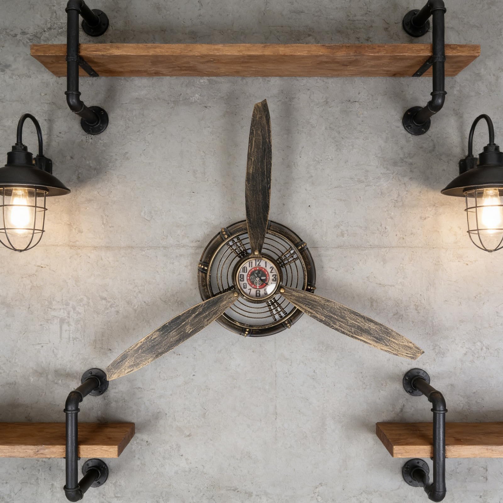 ERINGOGO Horloge Murale Vintage à Hélice d'avion en Métal Rustique
