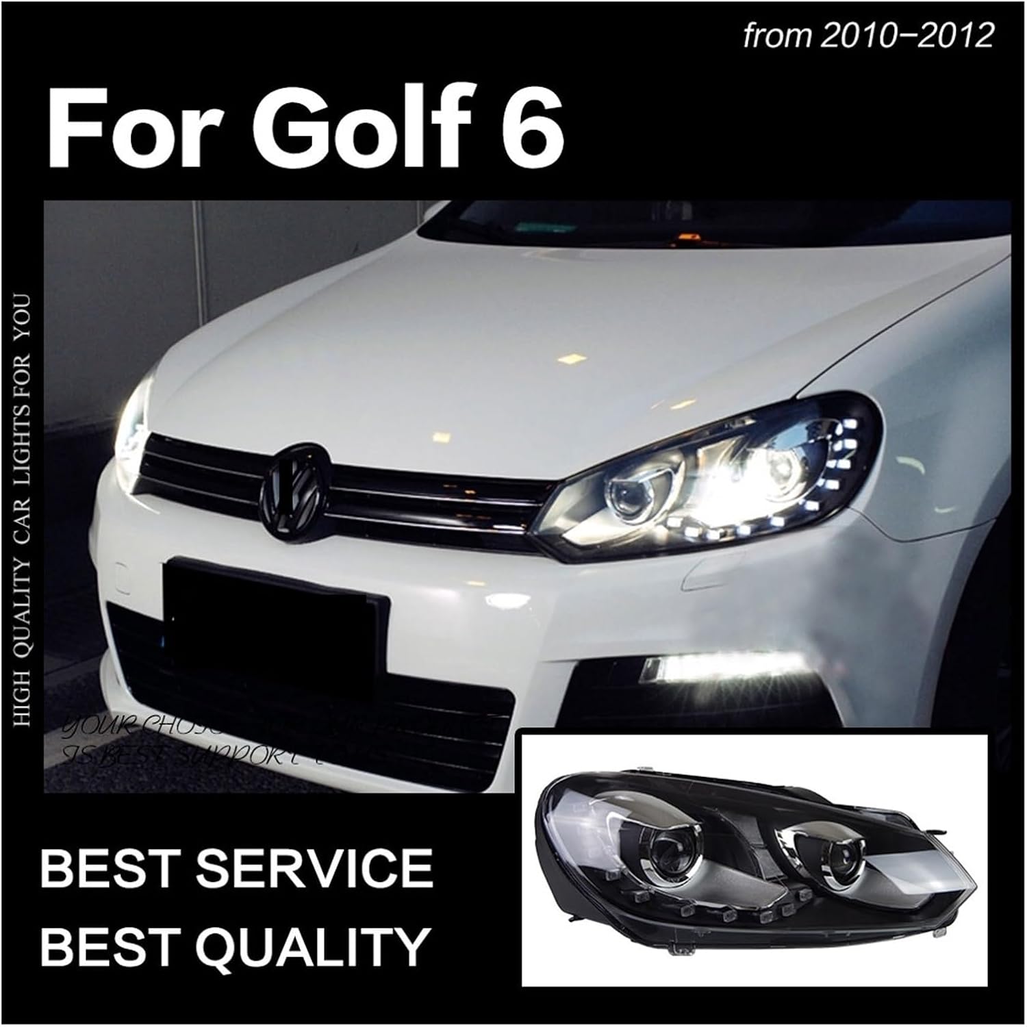 Compatible For VW Golf 6 Headlights 2009-2012 LED Headlight LED DRL Hid Head Lamp Angel Eye Bi Xenon Beam Accessories