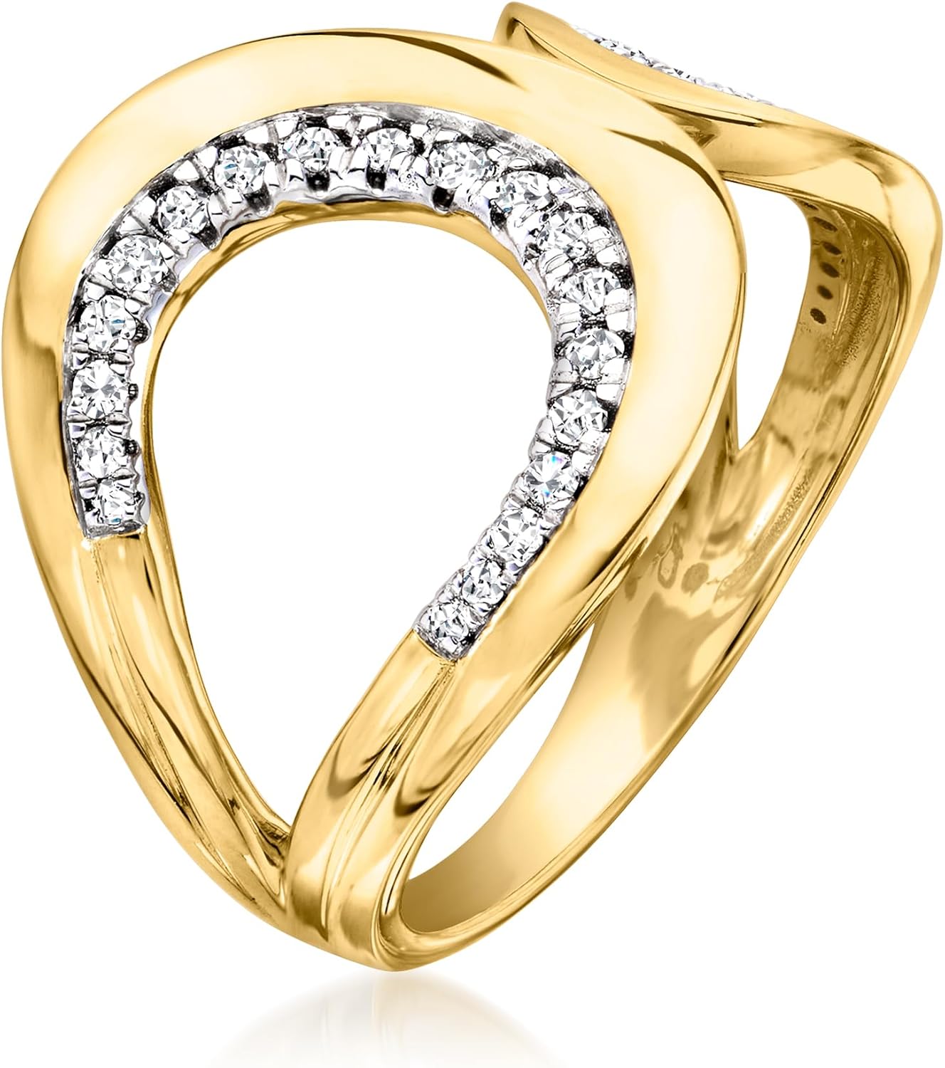 Ross-Simons 0.25 ct. t.w. Diamond Open Loop Ring in 18kt Gold Over Sterling