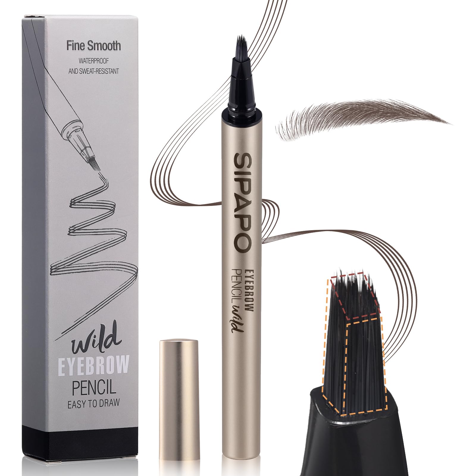 Microblading Brow-Fection Eyebrow Pen – Waterproof Smudge-Proof Liquid Eyebrow Tattoo Pen for Hair-Like Strokes, Long-Lasting Precision Eyebrow Pencil