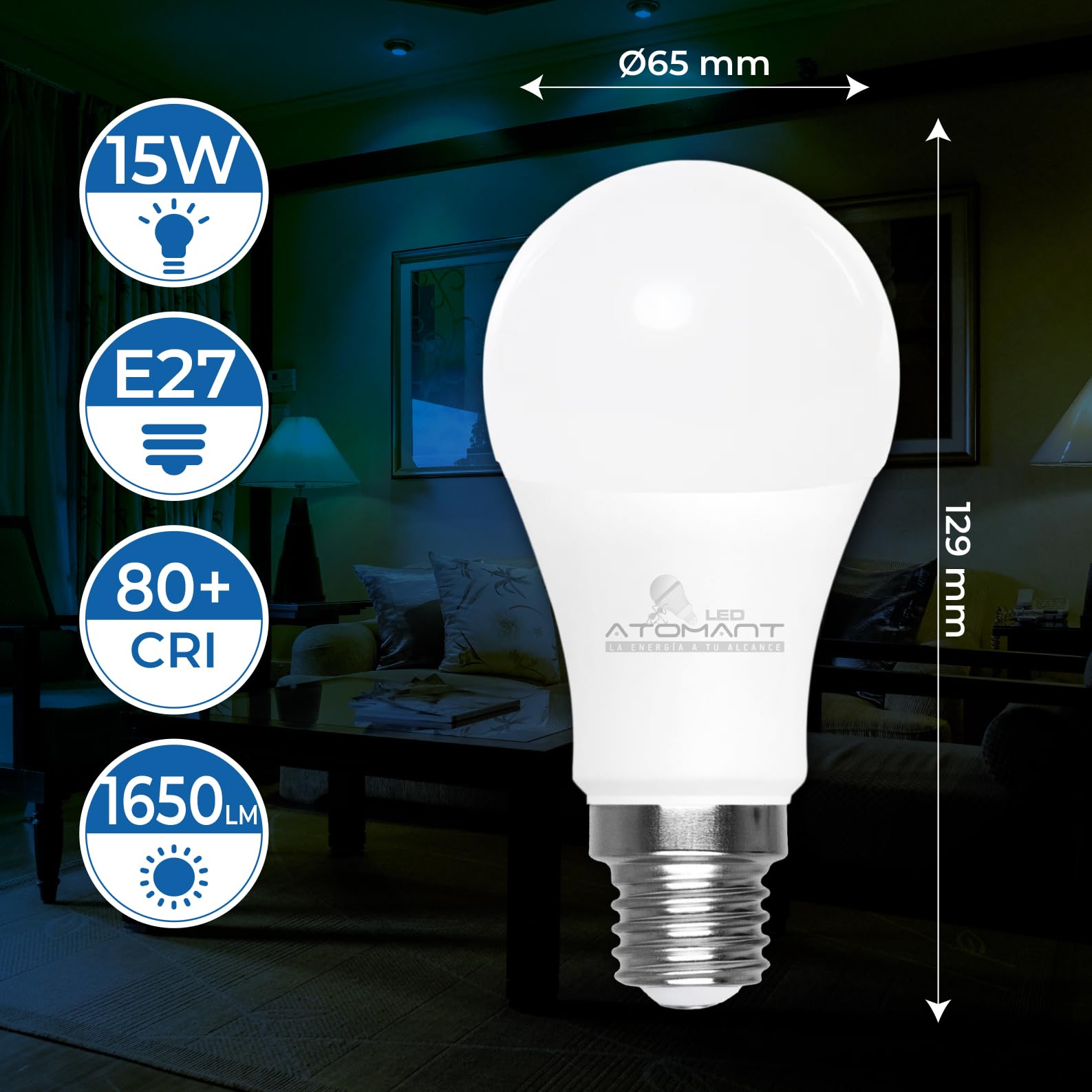 LED ATOMANT 50x LED Lampe E27 A65 15W Neutralweiß 1650lm | Großer Sockel, 4500K