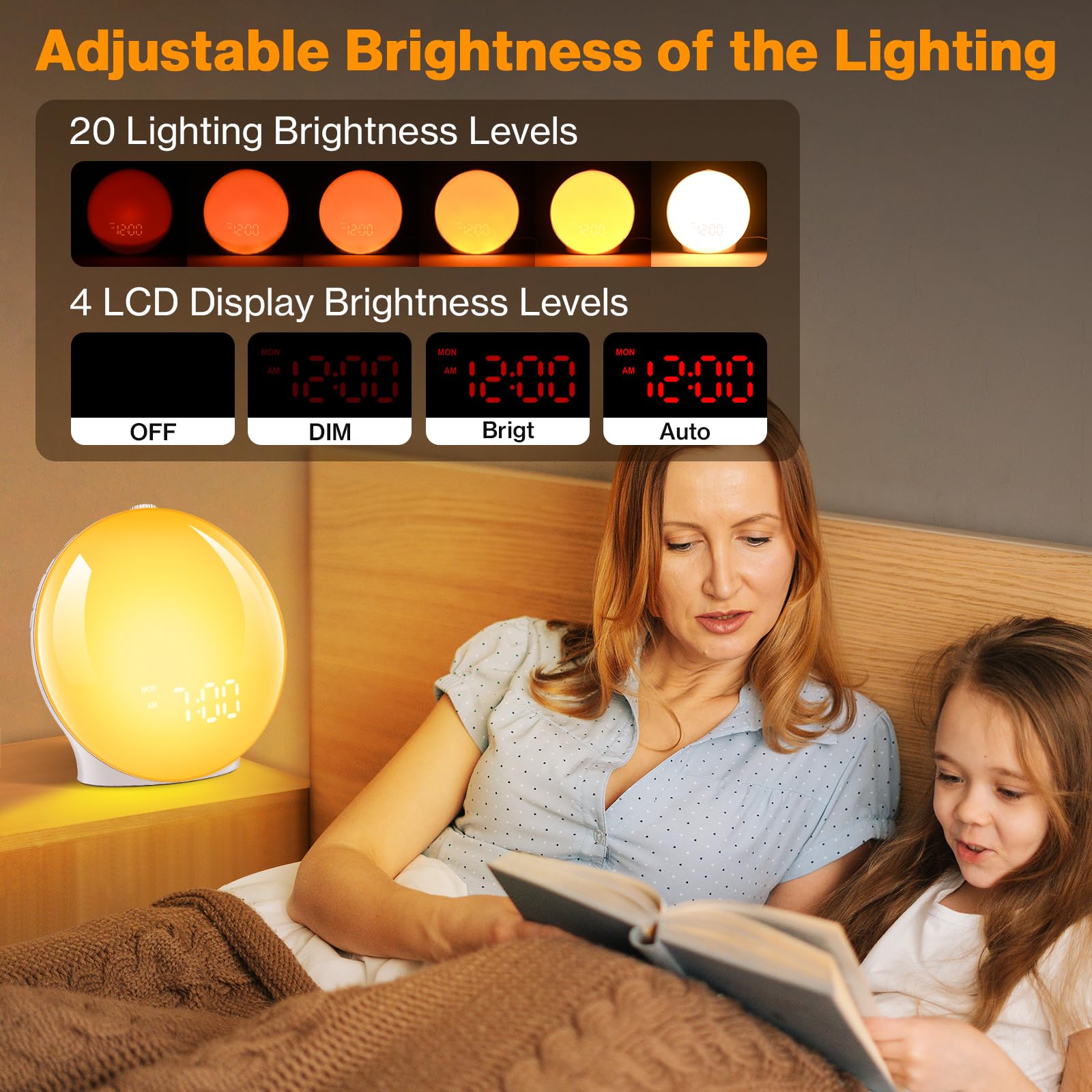 Cadrim Tageslichtwecker Wake Up Licht Lichtwecker Radiowecker Sonnenaufgang Sonnenuntergang mit Dual Wecker, 15 Licht, 7 natürlichen Sounds & FM Radio & Snooze Funktion