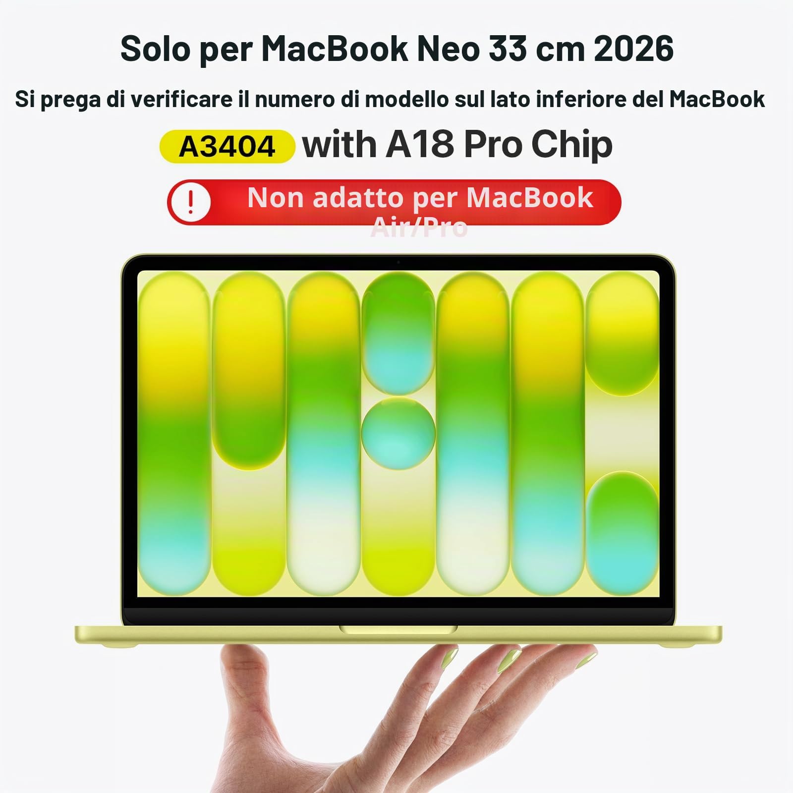 Soonjet Custodia per MacBook Neo 13" 2026 | Citrus Clear ufficiale | antigraffio e impronte digitali | Cover rigida gialla per laptop + copertura per tastiera per Mac modello A3404 | Ideale per studio