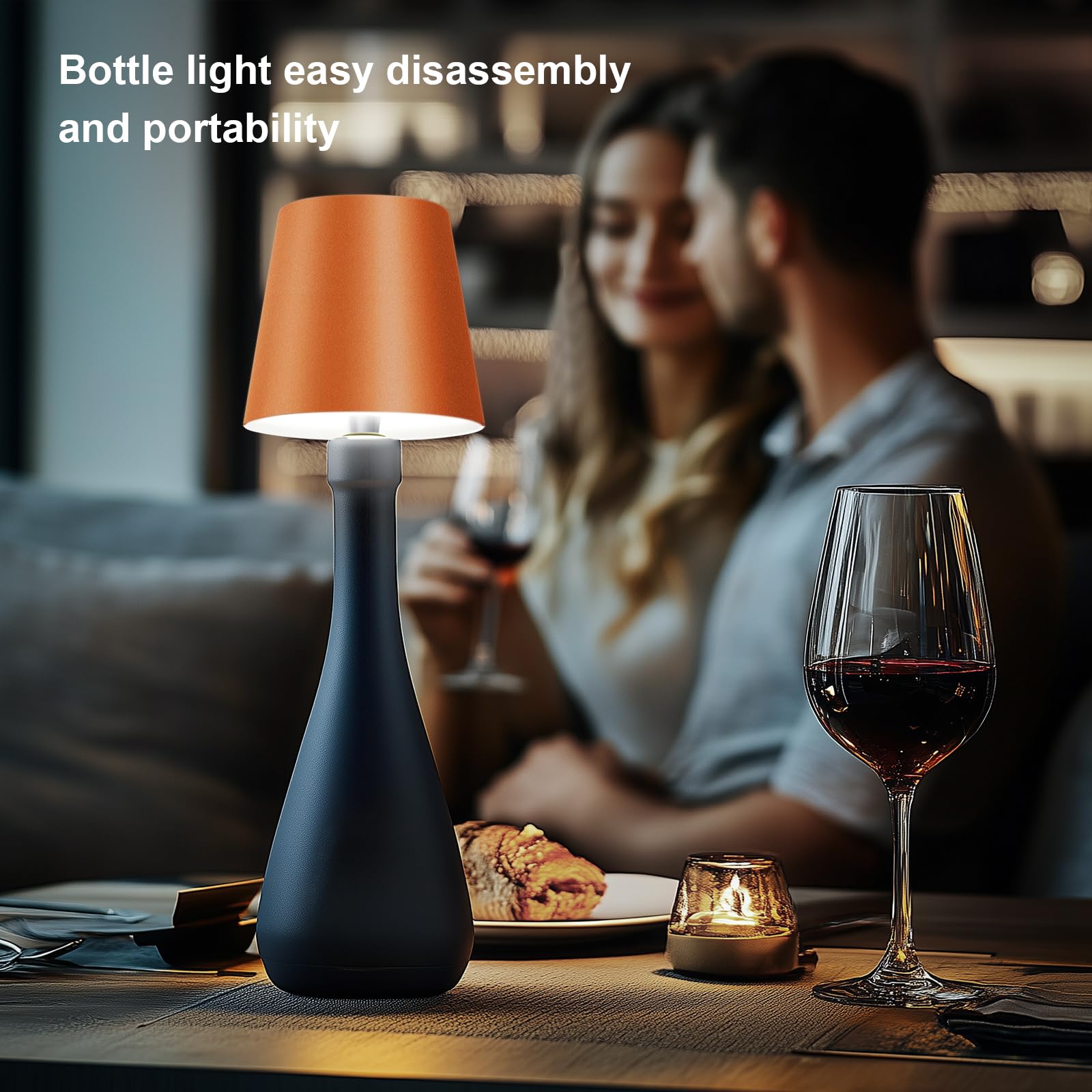 Lámpara inalámbrica para colocar sobre botella, 3 colores, recargable, para botella de vino, iluminación para bares y restaurantes, color bronce, una unidad 5