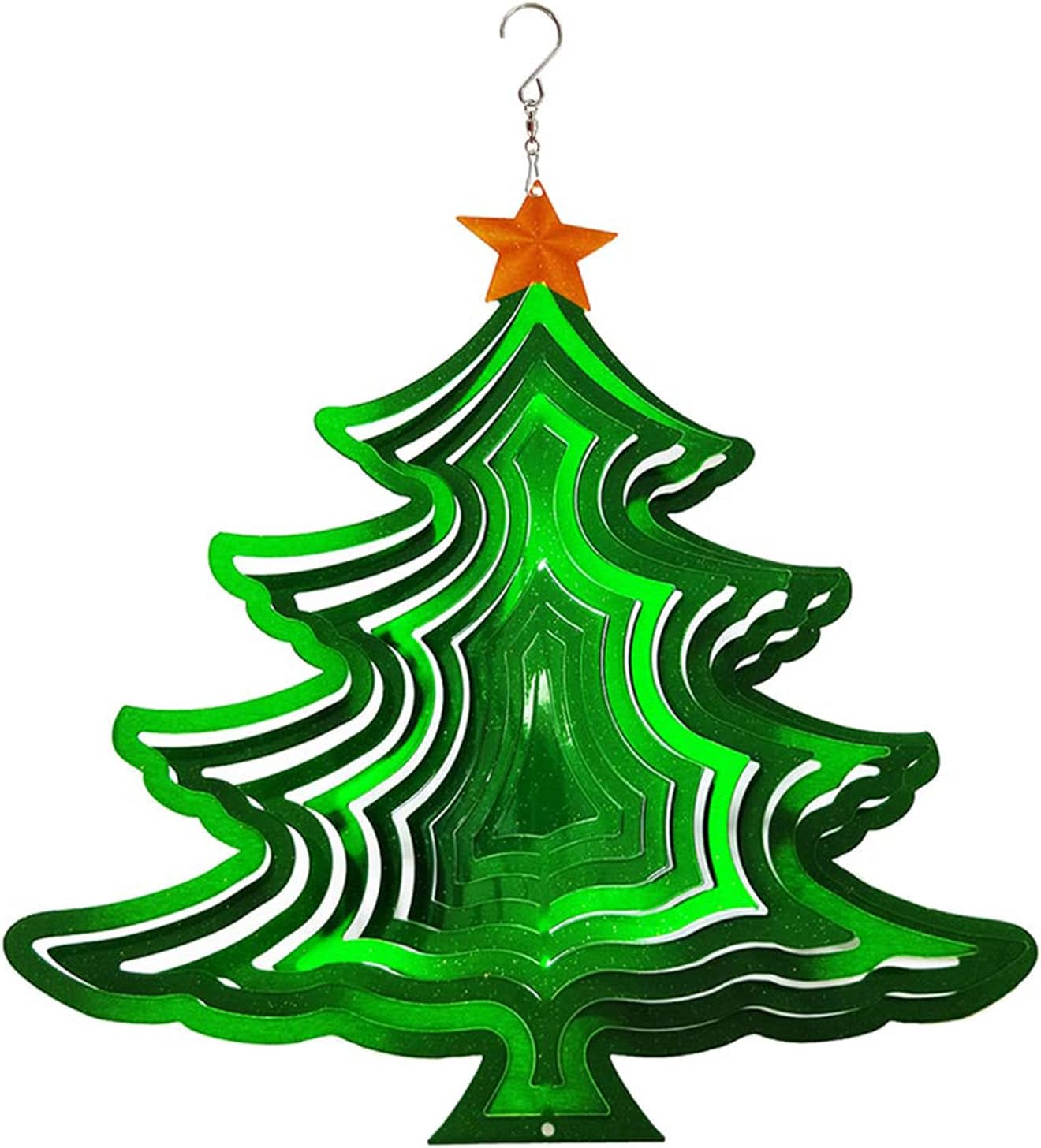 Christmas Tree Wind Spinners Stainless Steel 3D 