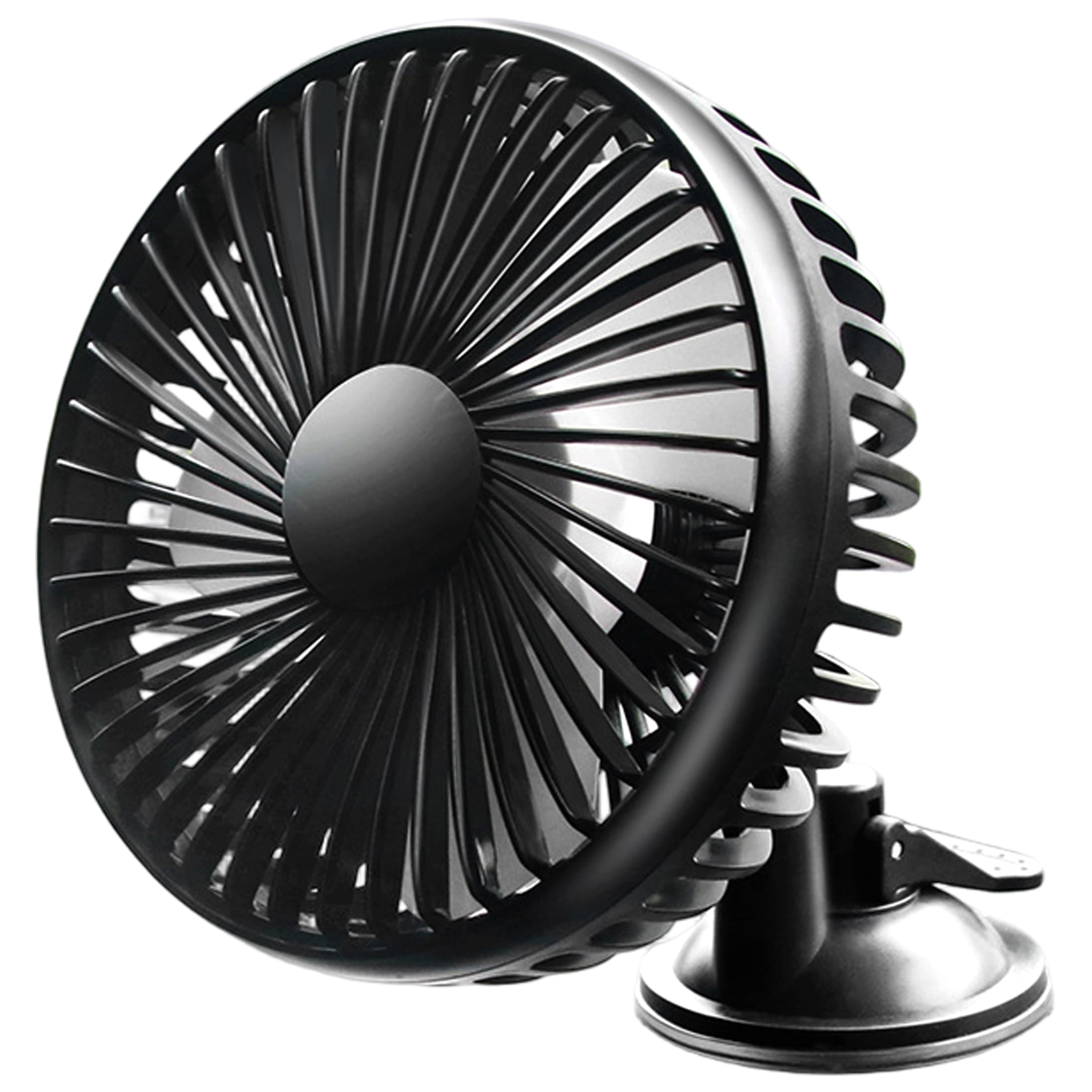 Ventilatore portatile per finestrino dell'auto con forte aspirazione, ventola di raffreddamento a basso rumore per parabrezza di casa nero