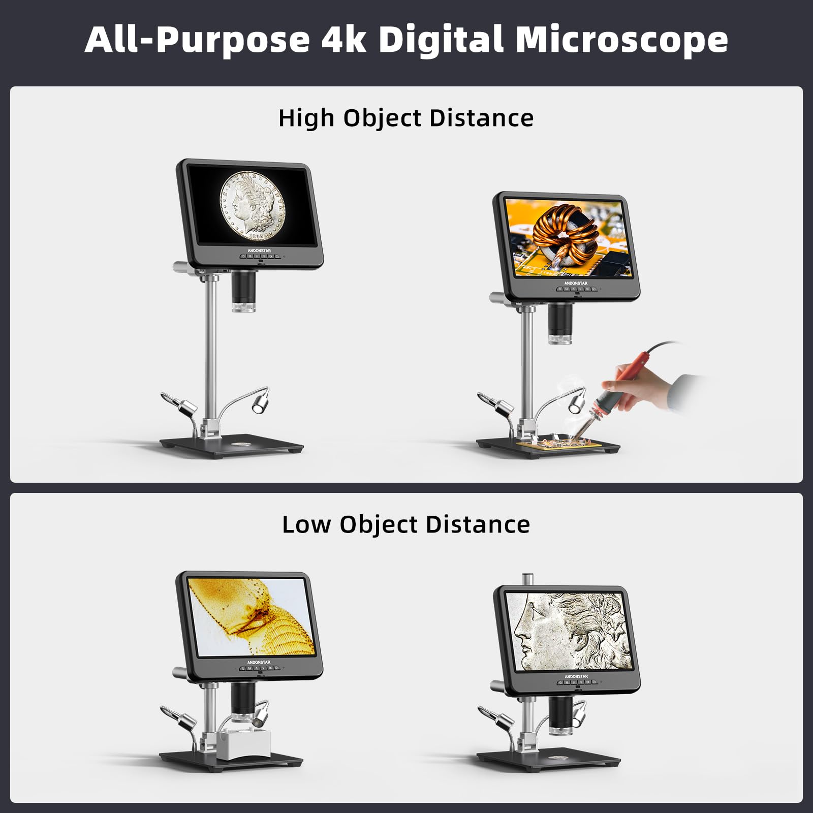Andonstar Microscopio digital HDMI AD208S Pro 4K 30FPS