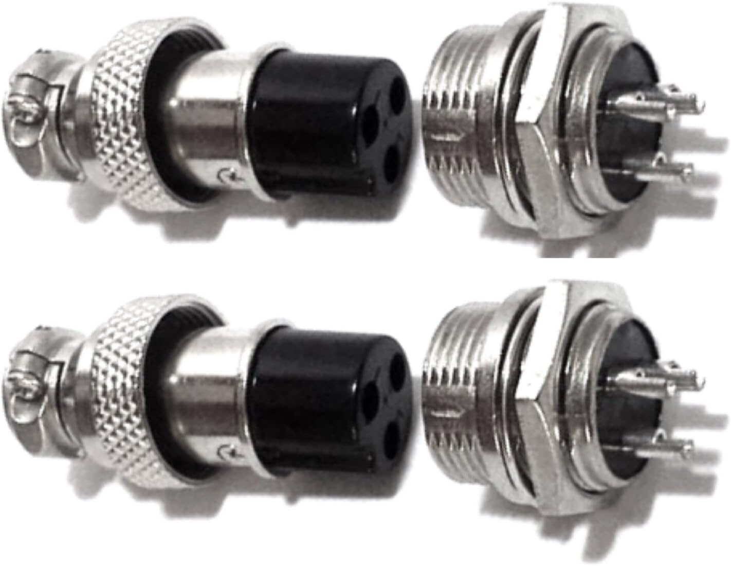 CESS Aviation 3 Pins Plug and Socket Wire Cable Connector - Diameter 0.63" (16mm) (2 Packs)