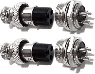CESS Aviation 3 Pins Plug and Socket Wire Cable Connector - Diameter 0.63" (16mm) (2 Packs)