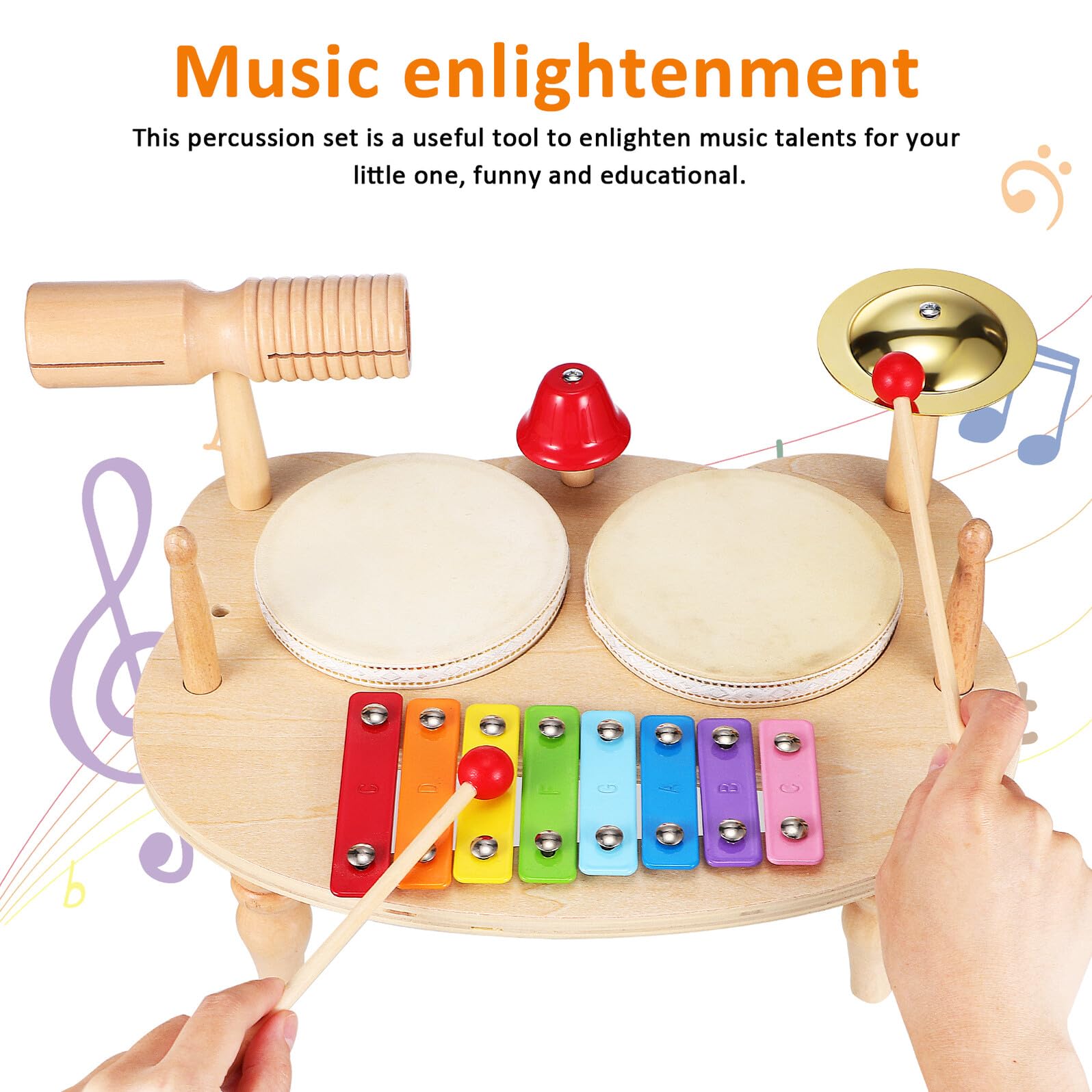 Xilofono in Legno Mini per Ragazzo Ragazza, Strumento Musicale Colorato | Tamburi e Percussioni, Suono Chiaro ed Effetti Ricchi, Regalo Musicale