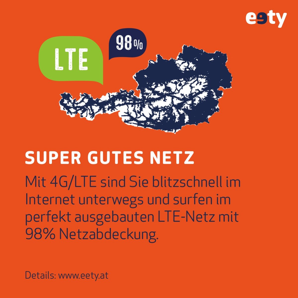 Eety Tariffa Smartphone TOP Austria – 3 GB LTE, 1000 Minuti, 500 SMS A 9,90 €/mese, SIM Normale/Micro/Nano, Senza Vincoli