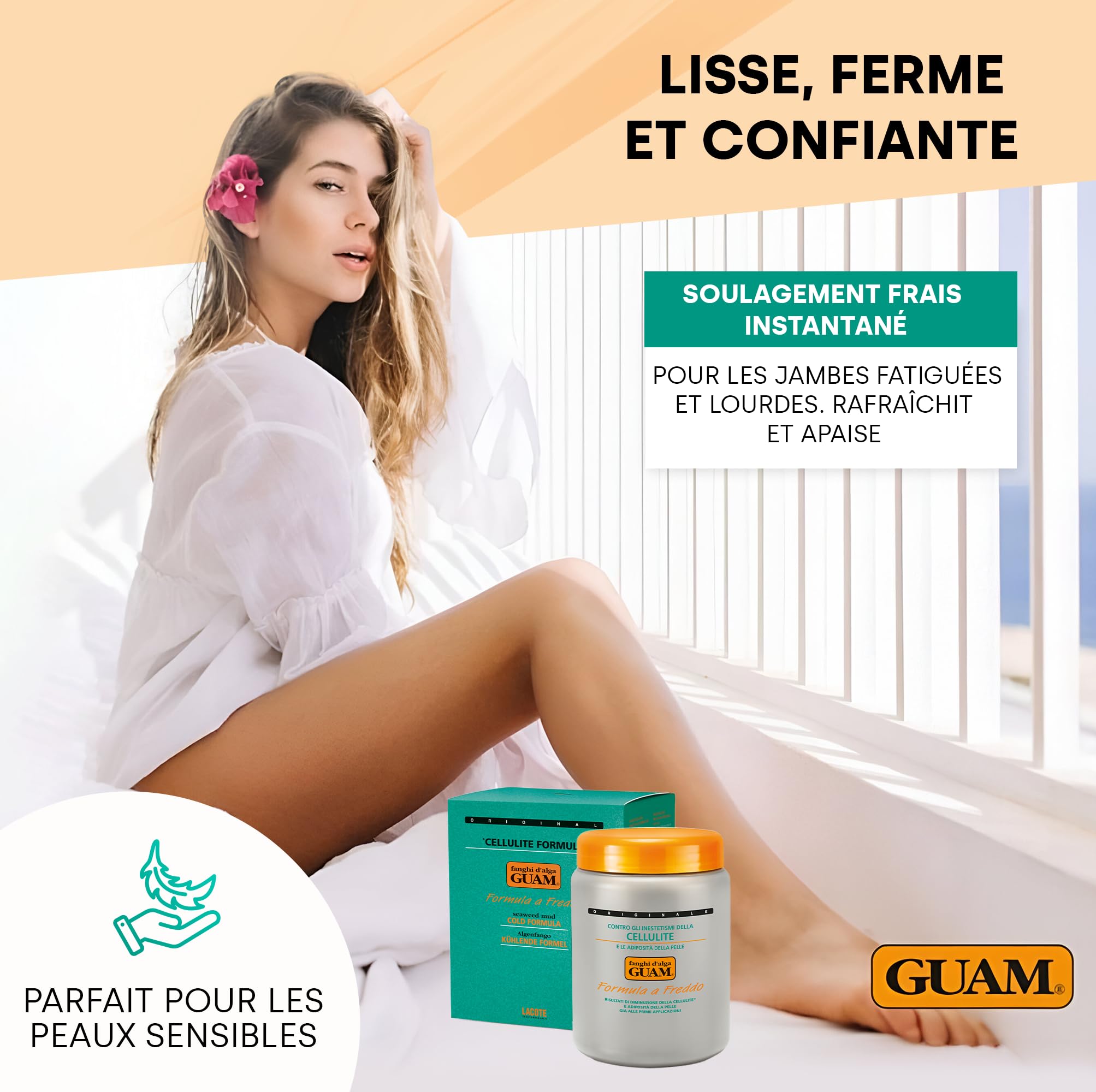 GUAM Boue d’algues 1kg Anti-cellulite Argile Raffermissante au Menthol Effet Froid Tonifie la Peau