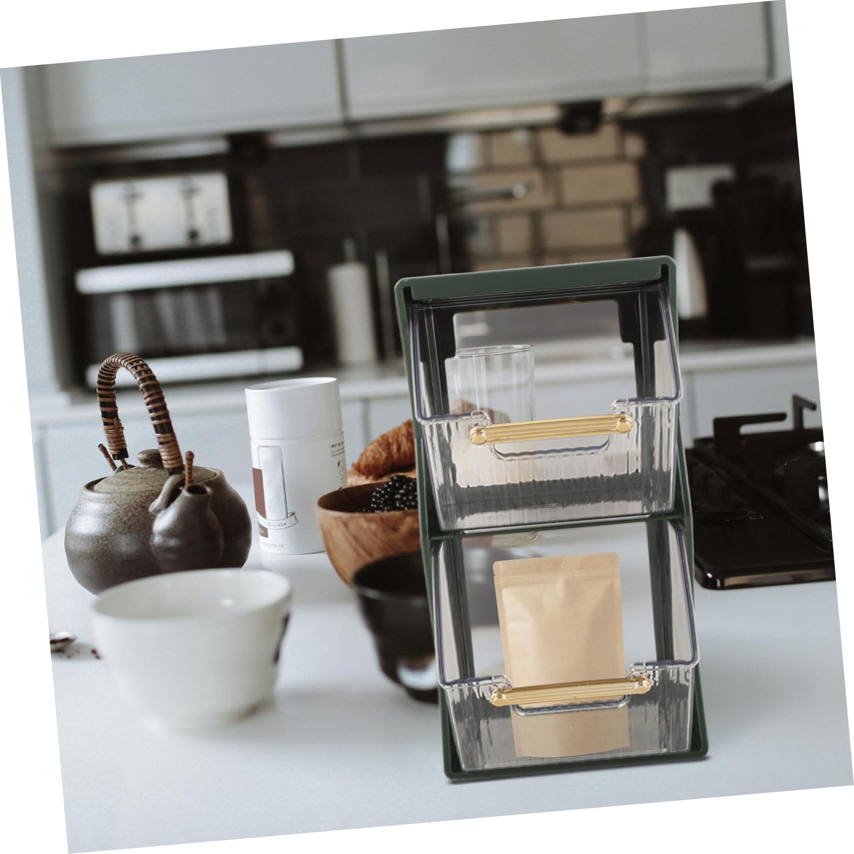 Zerodeko Organizador de Bolsas Café de Doble Capa para Almacenamiento Cocina y Oficina Estante Transparente para Espacio
