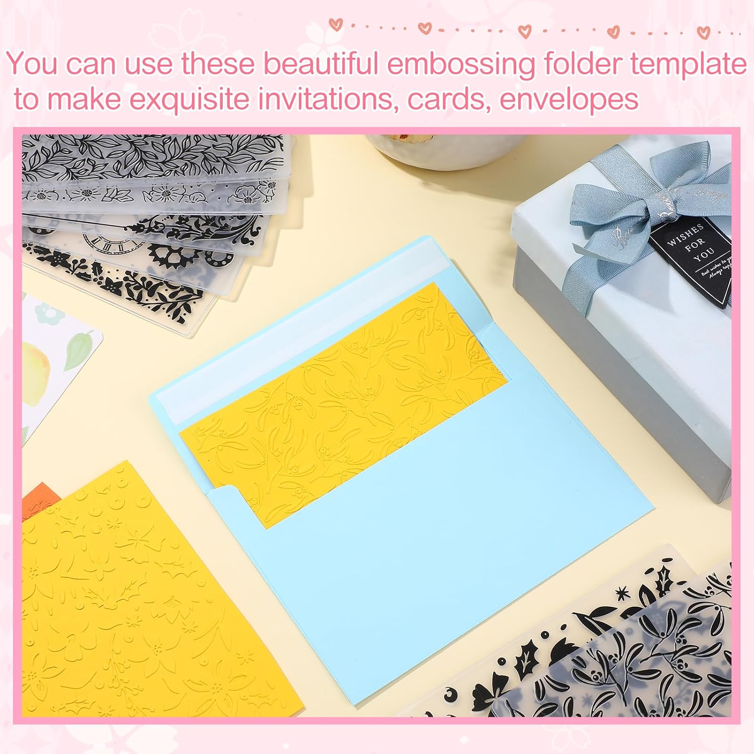 Mumufy 20 Pcs Embossing Folders for Card Making Embossing Stencil Template DIY Plastic Paper Card Decorating Mold for Scrapbook Photo Album DIY Craft, 5.8 x 3.9 Inch (Vivid)