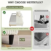 Vista 5 de Tumbona extragrande de 54.8 pulgadas de ancho para interiores con respaldo ajustable de 5 posiciones, sofá cama de pana con 3 almohadas, moderna