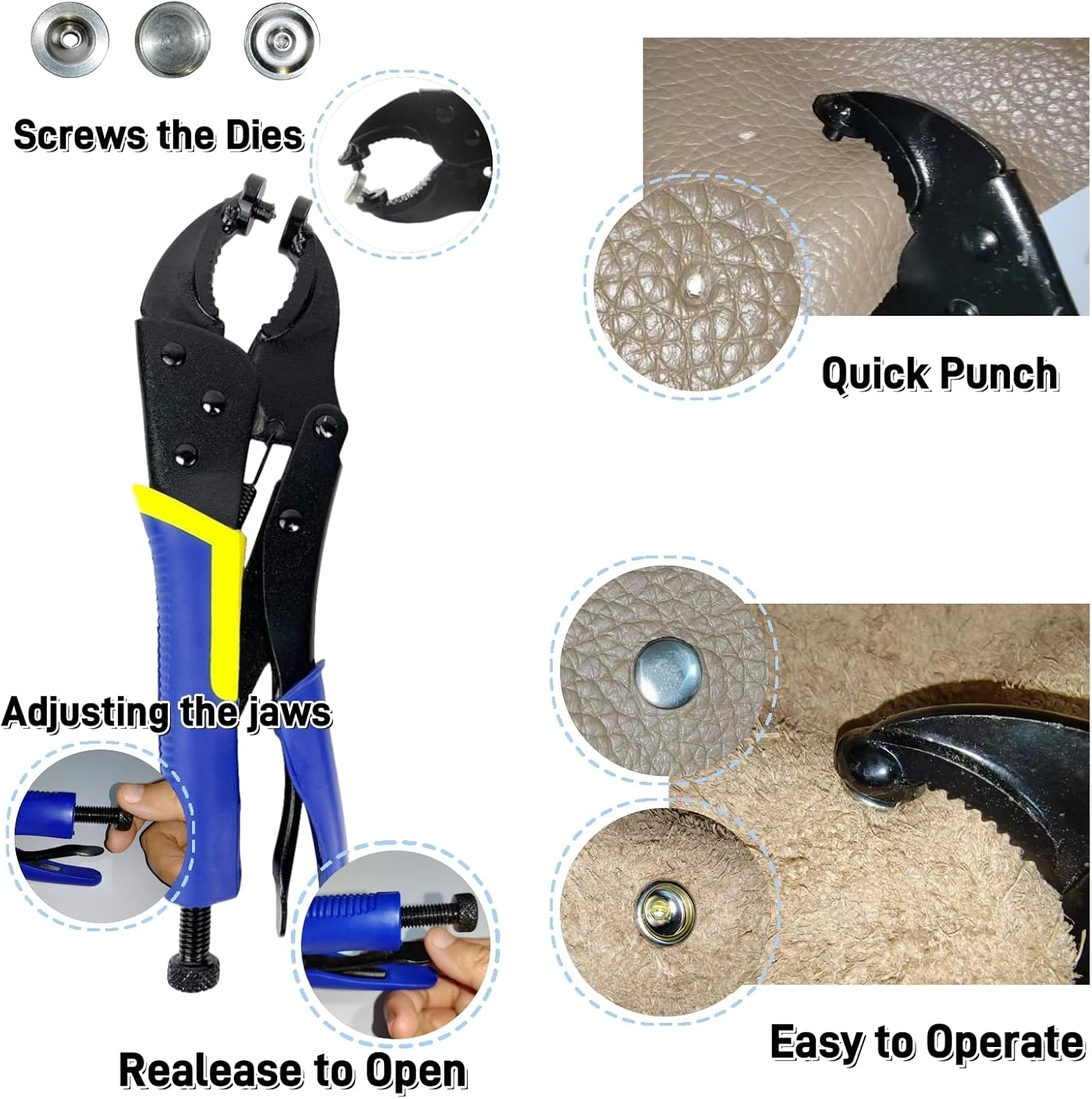 SUNOR 100 Sets Snap Buttons,Heavy Duty Snap Fasteners Kit 15mm Metal Snaps Canvas Snaps,Press Stud for Clothing Leather Boat Cover Fabric