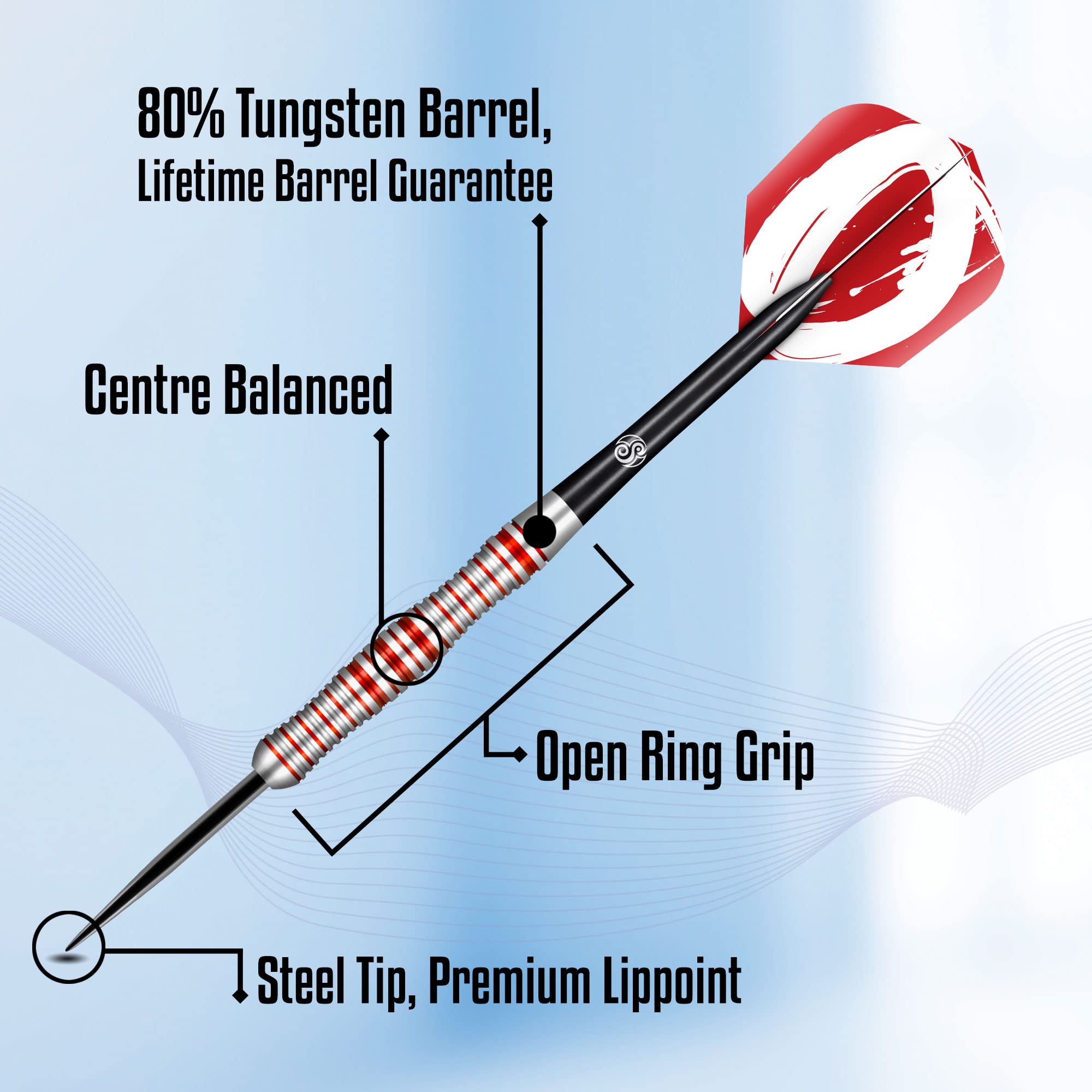 Shot! Zen Enso Steel Tip Dart Set 80% Tungsten Pro Throwing Darts Steel Tip Set Professional, Made in New Zealand - Image 3