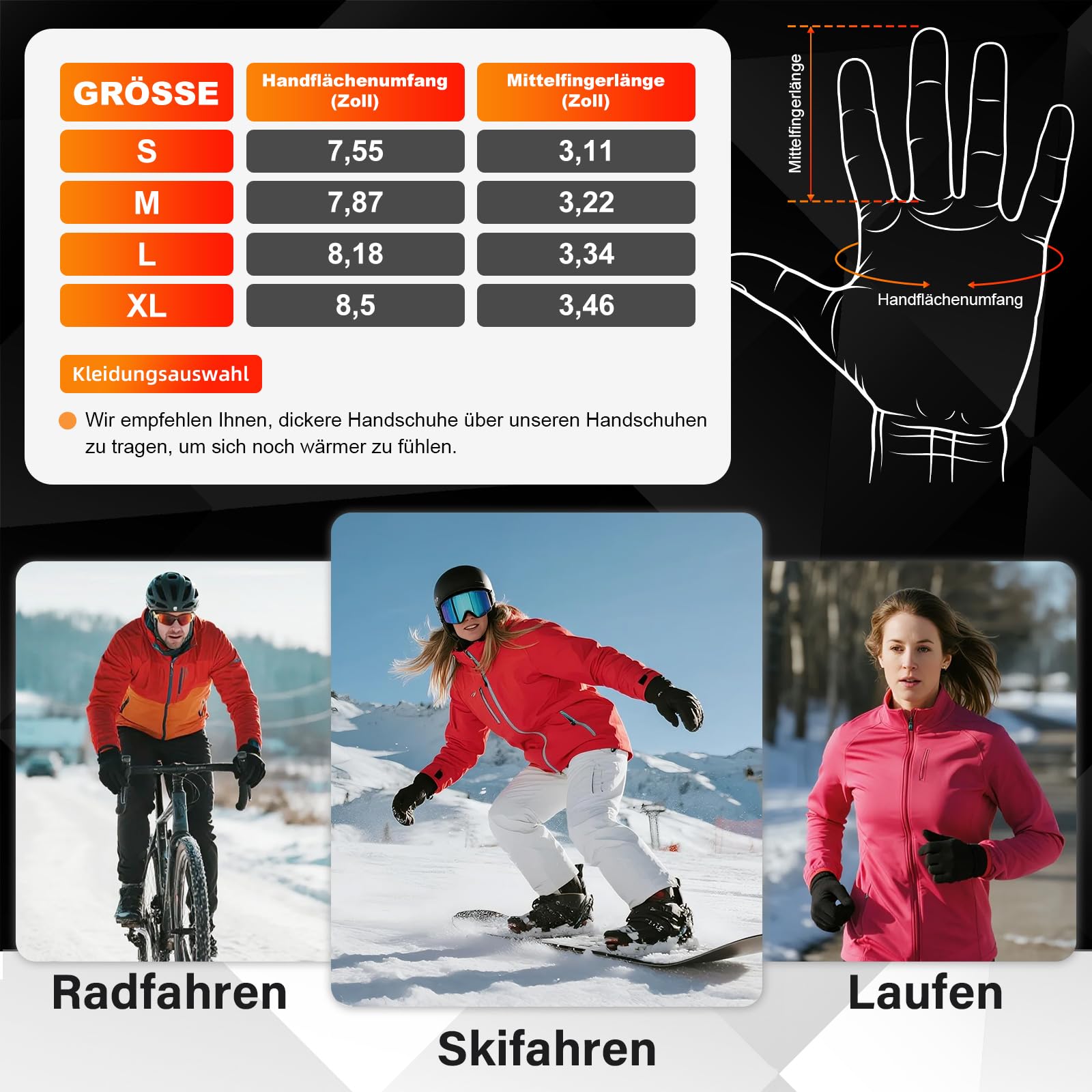 V.Step Beheizbare Handschuhe Herren Damen，Wiederaufladbar beheizte Handschuhe Dünne mit 7.4V Akku Touchscreen Winddicht, Winter Wärmende handwärmer für Ski Fahrrad Snowboard Outdoor S