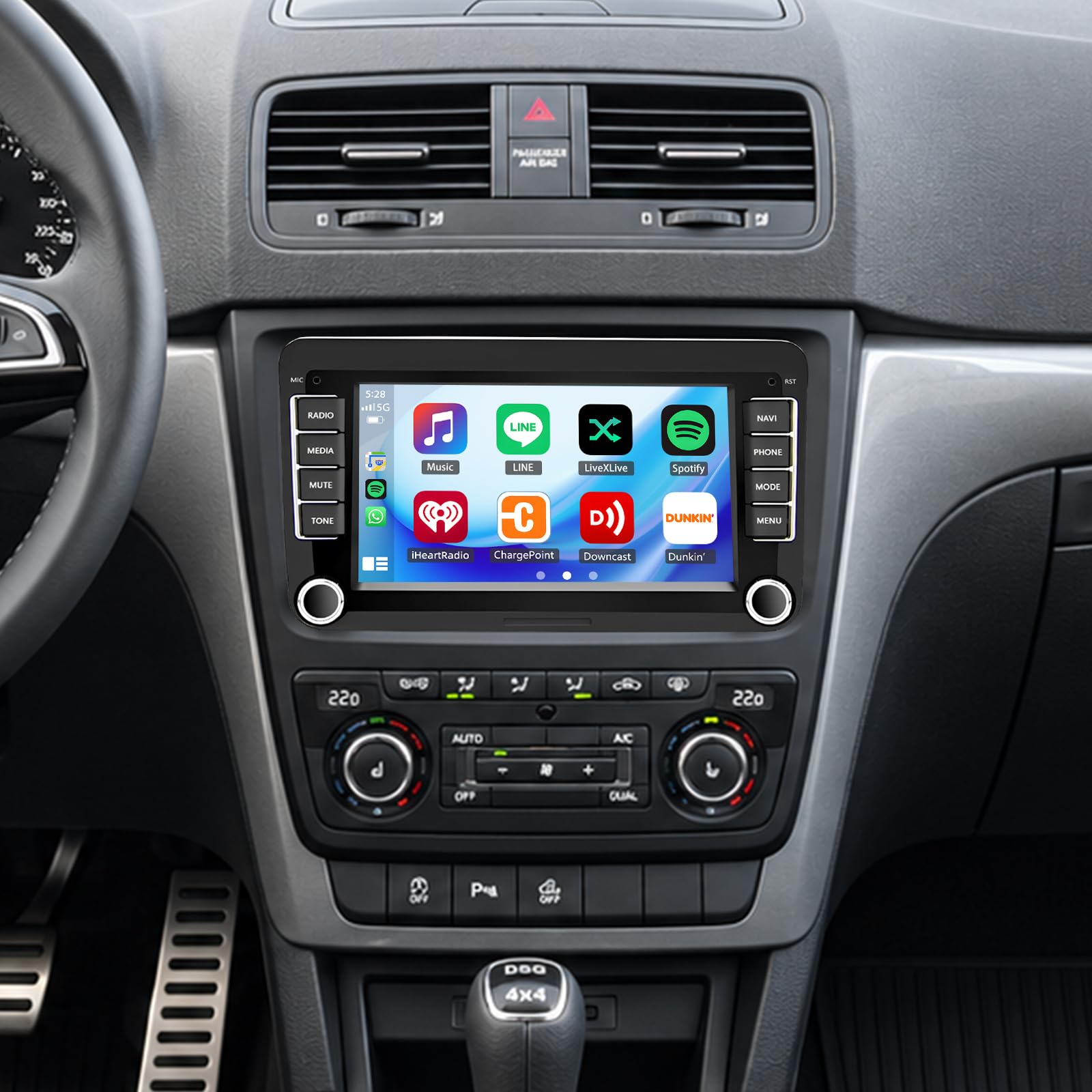 2+32G Android 15 Autoradio avec sans Fil CarPlay pour Skoda Yeti 2015-2017