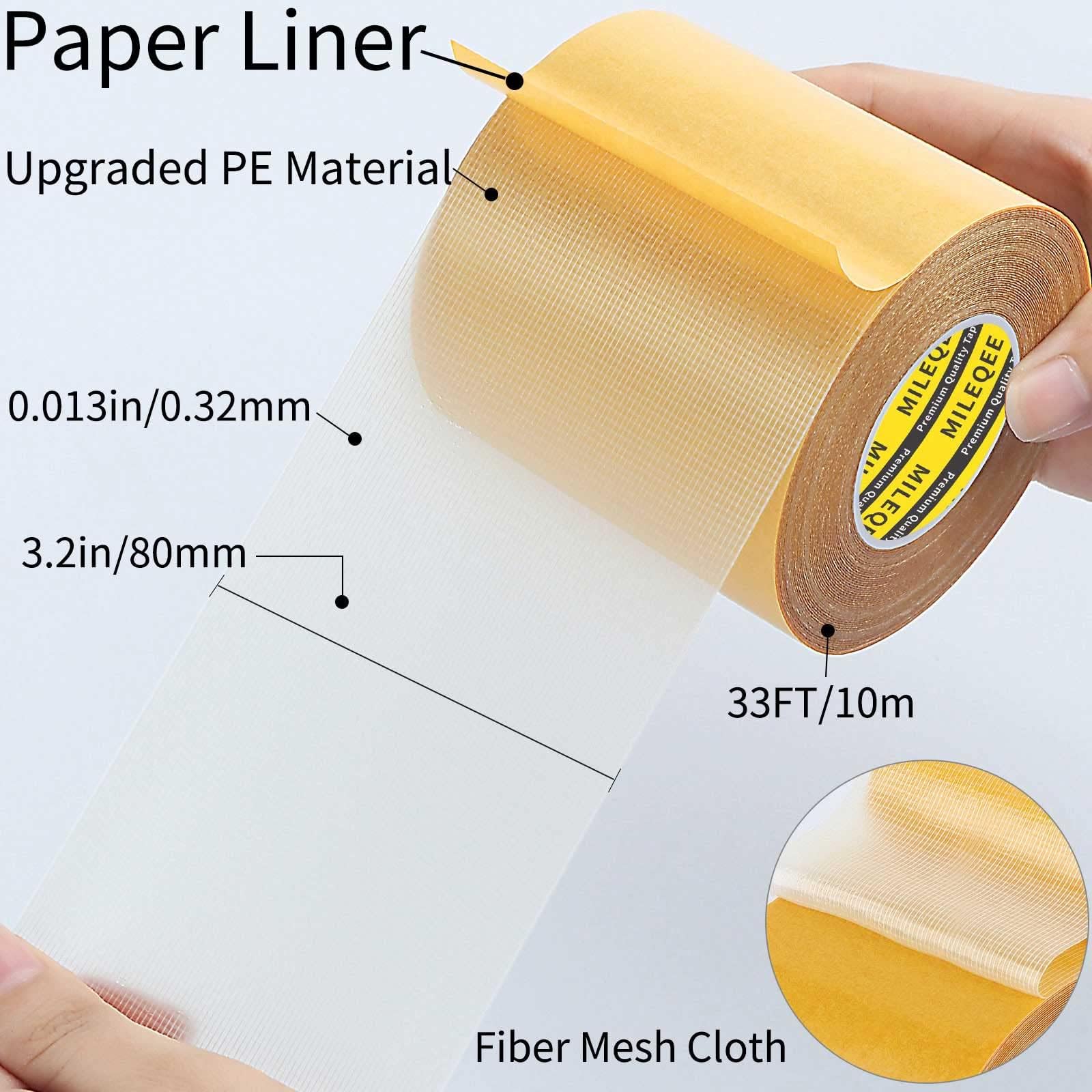 Confezione da 3 nastri biadesivi resistenti, 8,1 cm x 9,1 m (2,9 m totali), adesivo universale ad alta aderenza, forte adesivo da parete con rete in fibra di vetro, nastro trasparente super