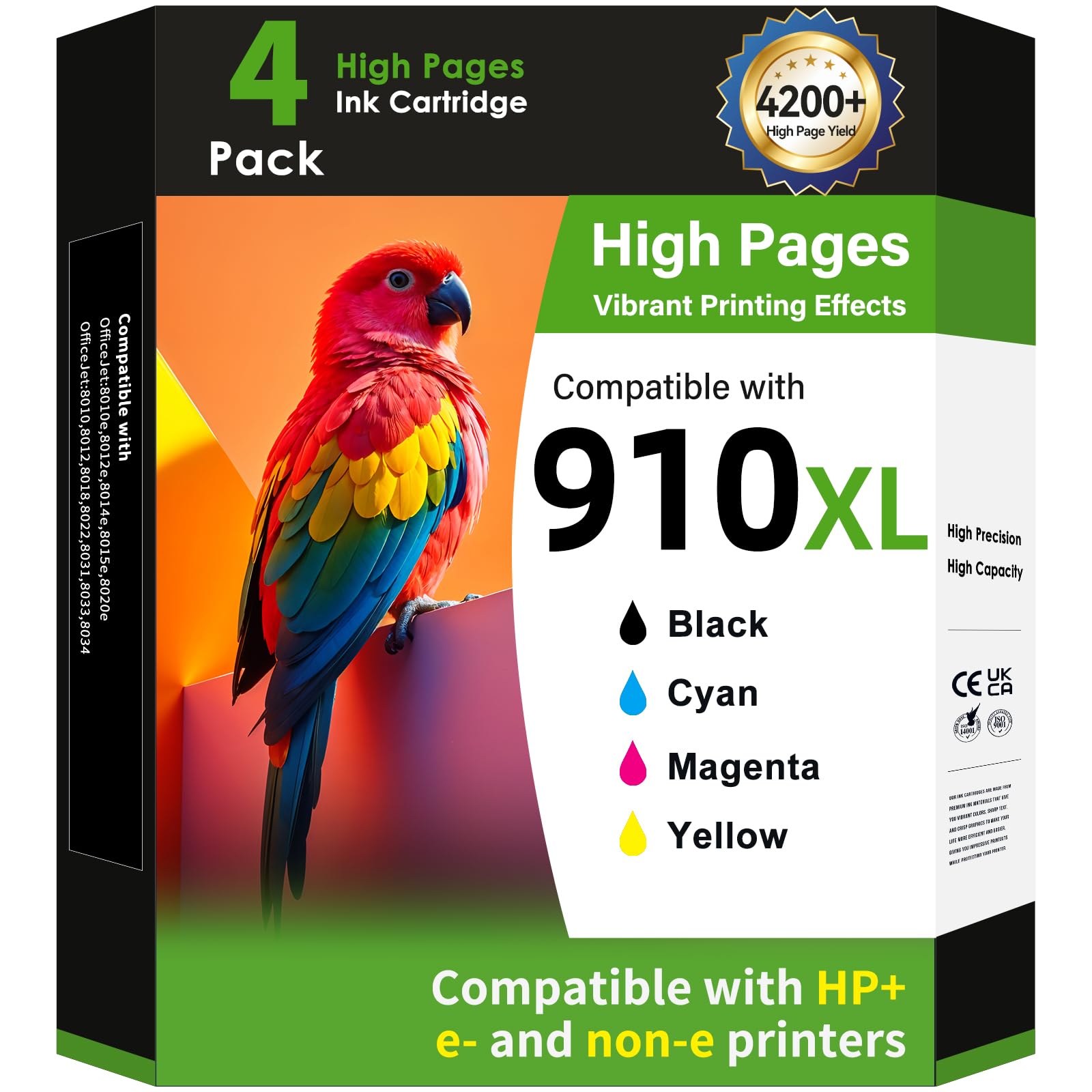 OFCINK 910XL Ink Cartridges Combo Pack for HP Printers Replacement for HP 910 HP 910XL Ink with HP OfficeJet Pro 8025e 8015e 8028e 8035e 8025 8035