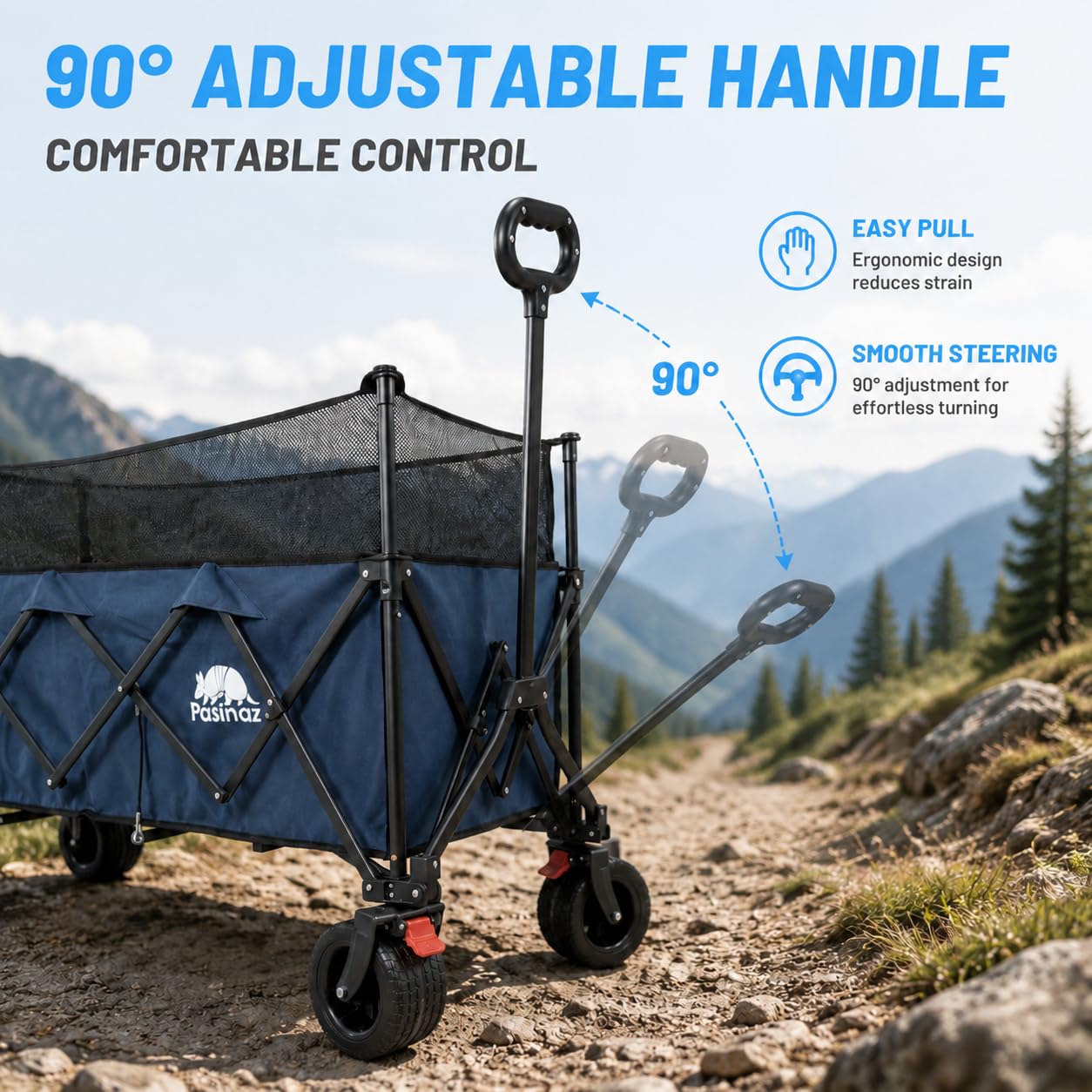 Chariot pliable robuste avec roues tout-terrain