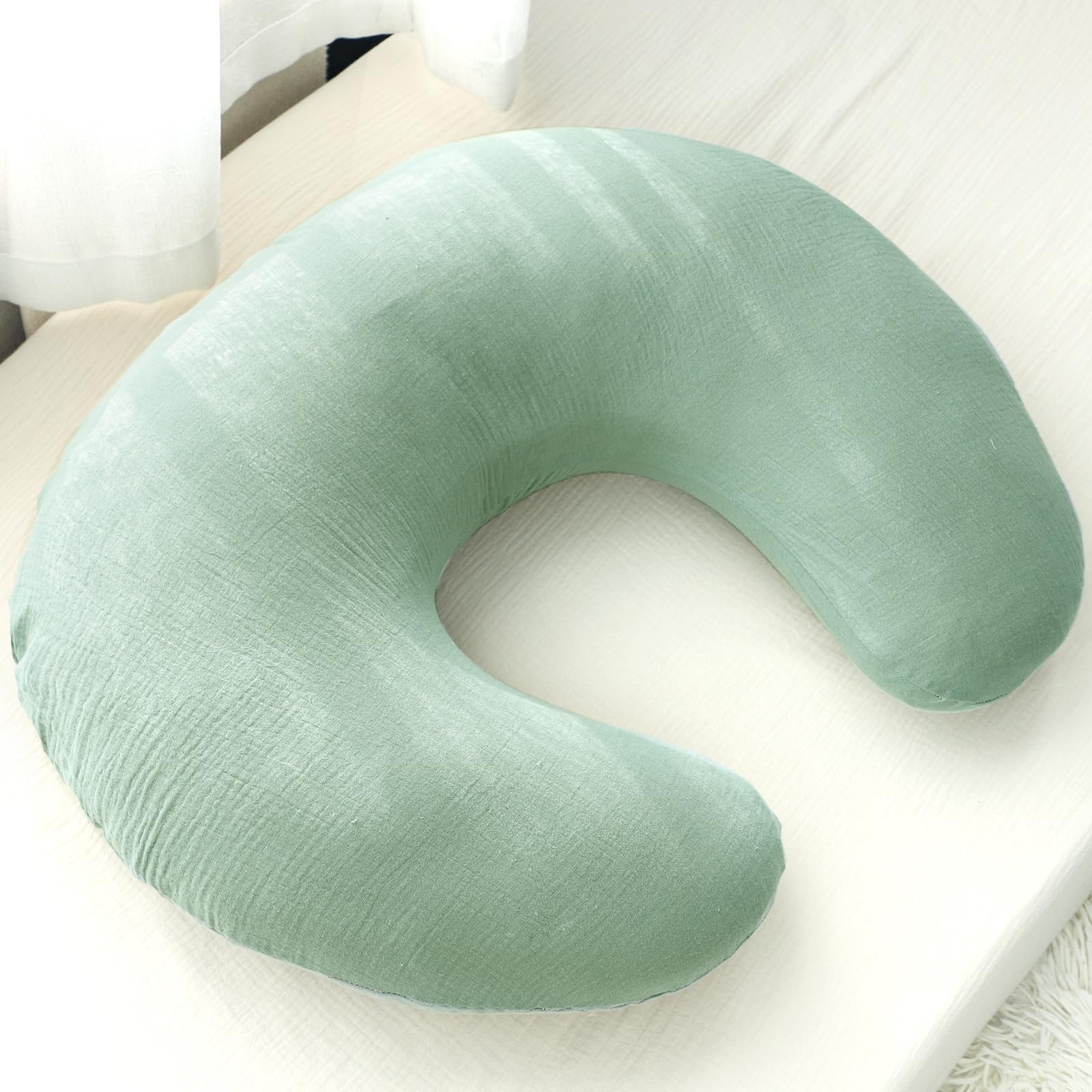 Hooyax Juego de 2 fundas de almohada de muselina para lactancia, suaves y transpirables, para almohadas de lactancia, adorable funda de almohada de alimentación infantil para bebés niños y niñas (hoja