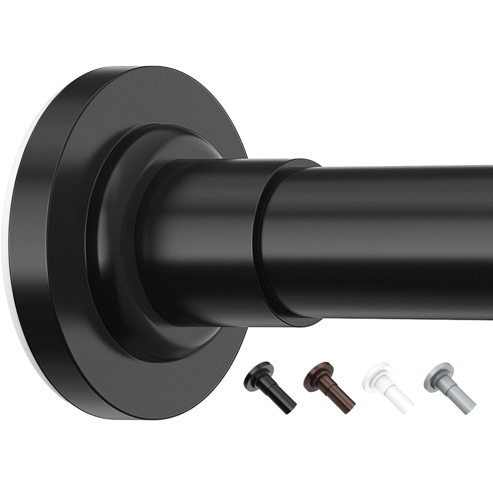 Extendable Curtain Poles, 48-190.5cm Tension Rods for Curtains, Telescopic Curtain Pole for Bathroom or Windows, No Drilling, No Slip, No Rust, Black