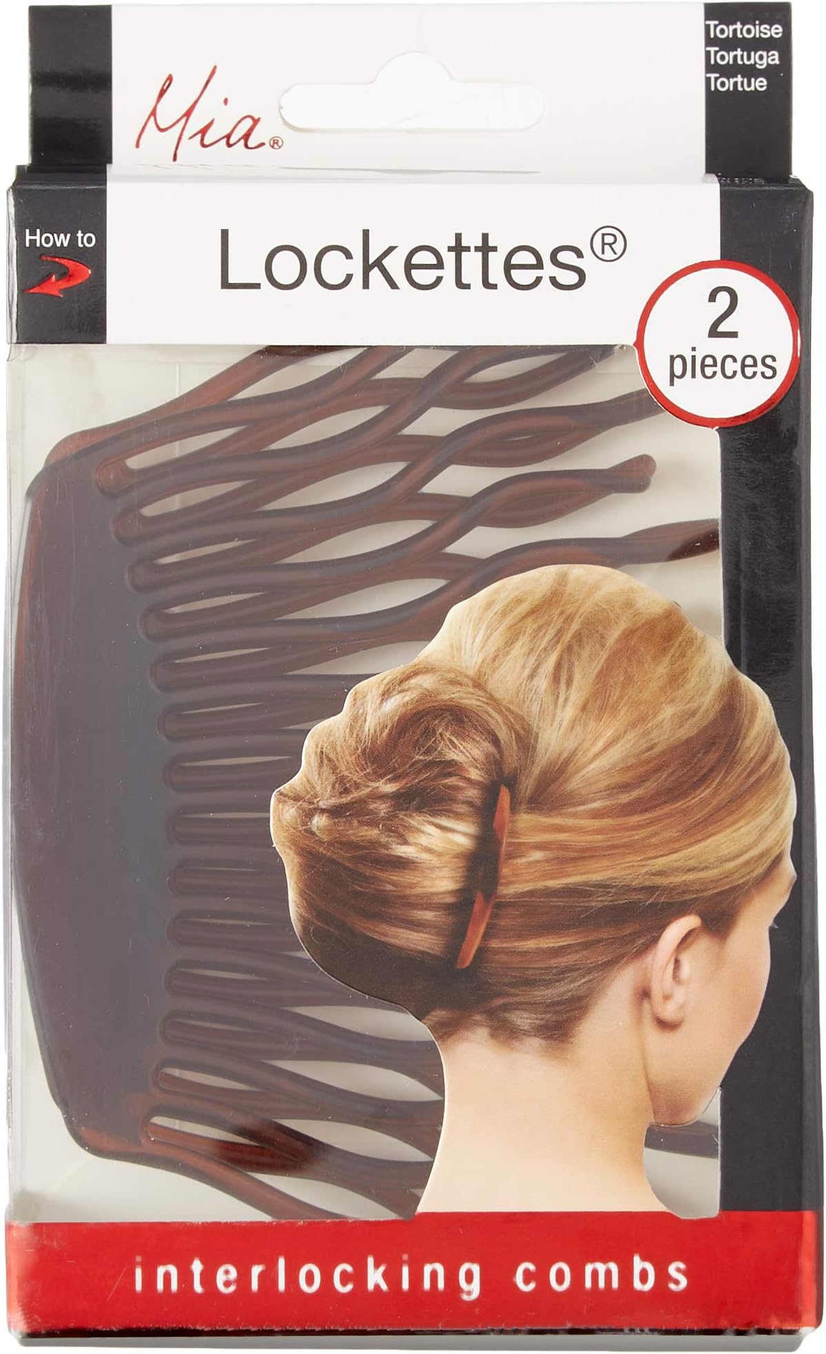 Mia Lockettes, Interlocking Combs, Jaw Clamp Updo Styling Tool, Black, 4 Inches, For Women and Girls 1set
