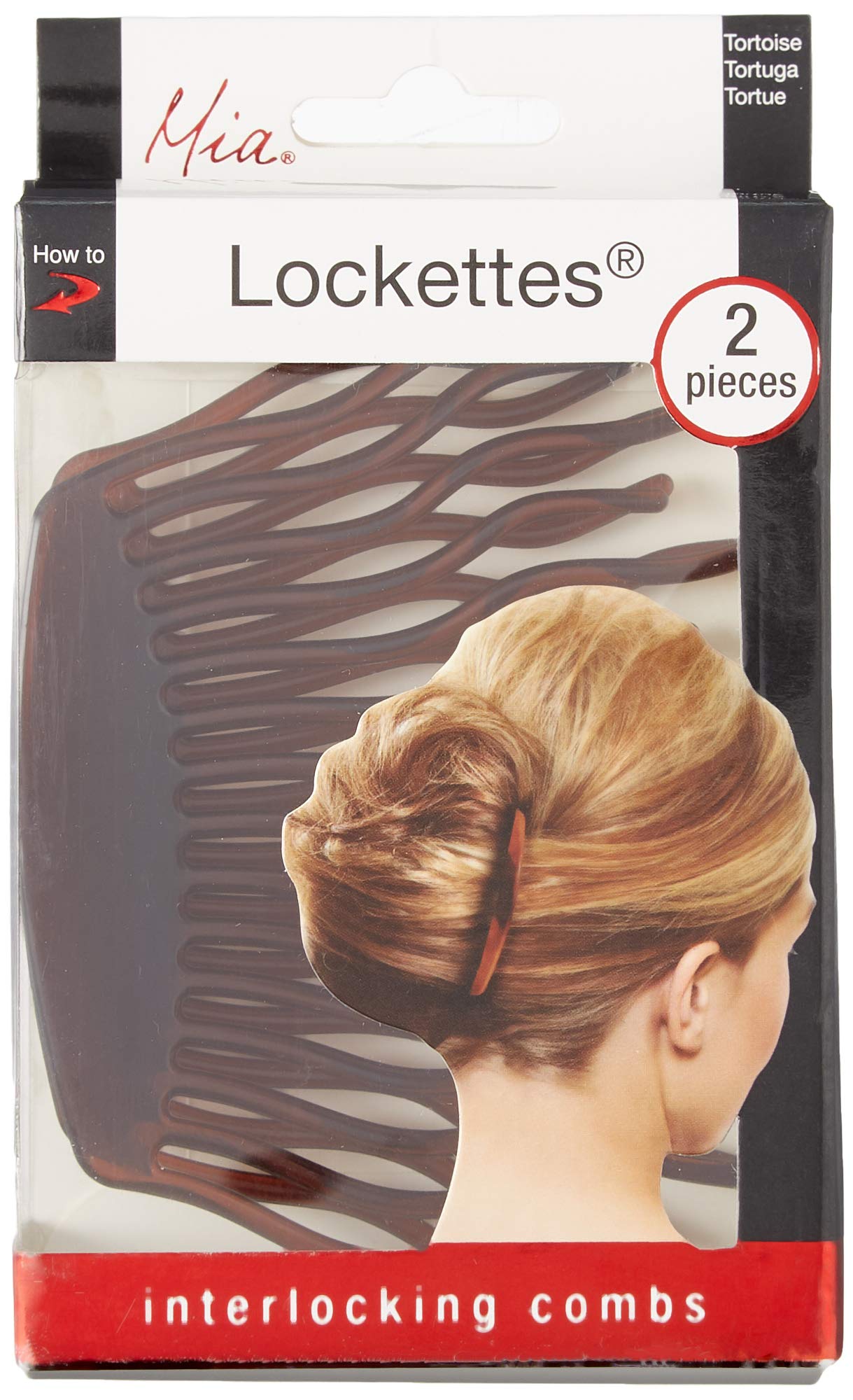 Mia Lockettes, Interlocking Combs, Jaw Clamp Updo Styling Tool, Black, 4 Inches, For Women and Girls 1set