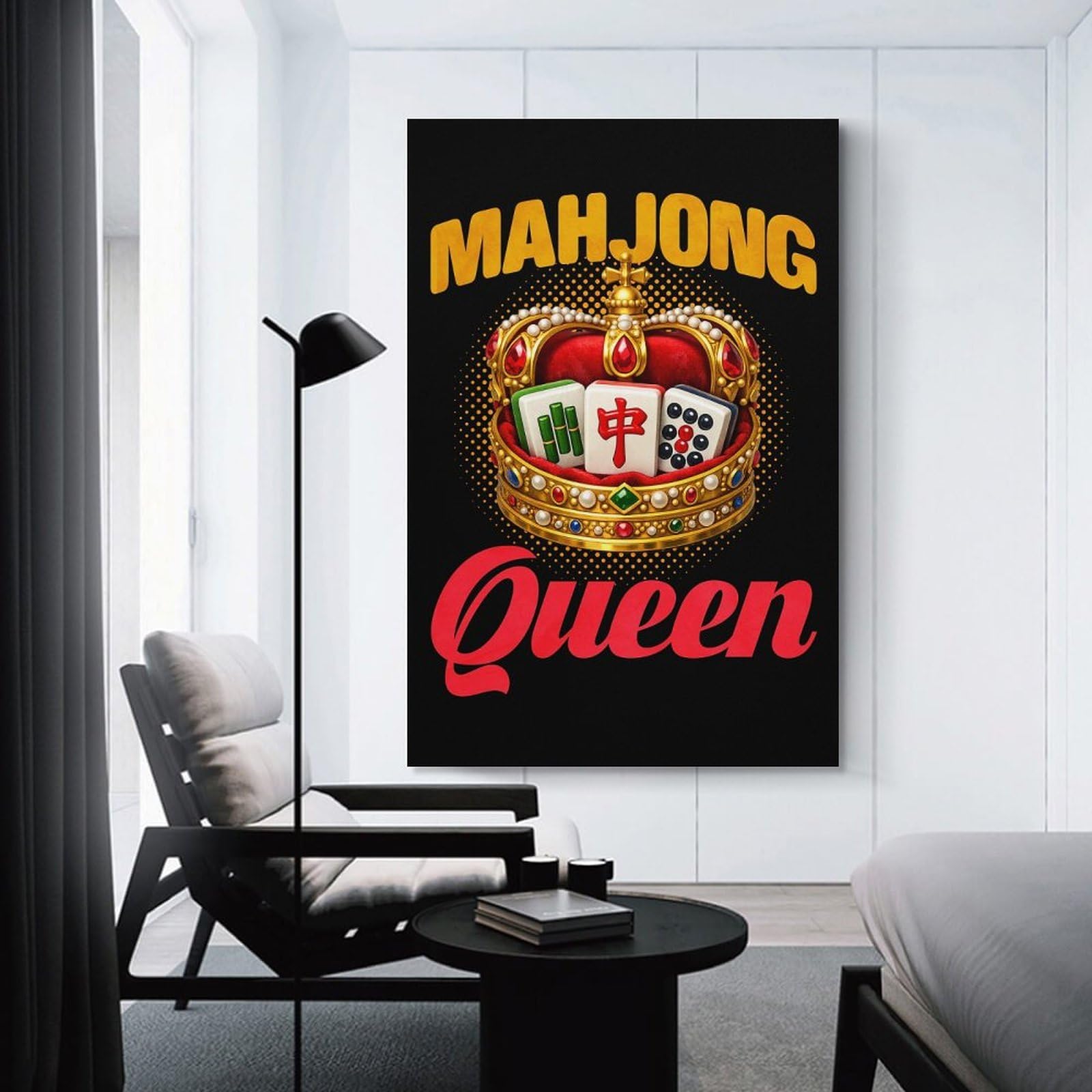 Junmoney Mahjong Queen Crown Wall Picture Print 20x30inch(50x75cm), for Lounge Decor, Offices Or Entryway Styling, Versatile Wall Decor for Many Rooms