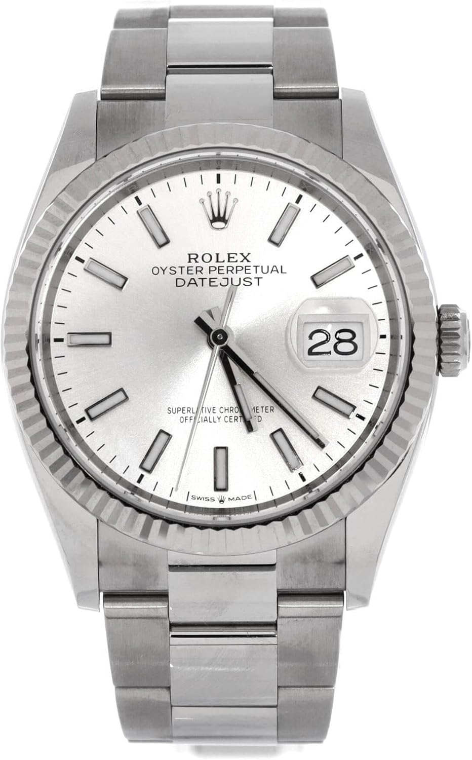 Pre-Loved Oyster Perpetual Datejust Automatic Watch Stainless Steel and White Gold 36, Silver - Image 1 of 4