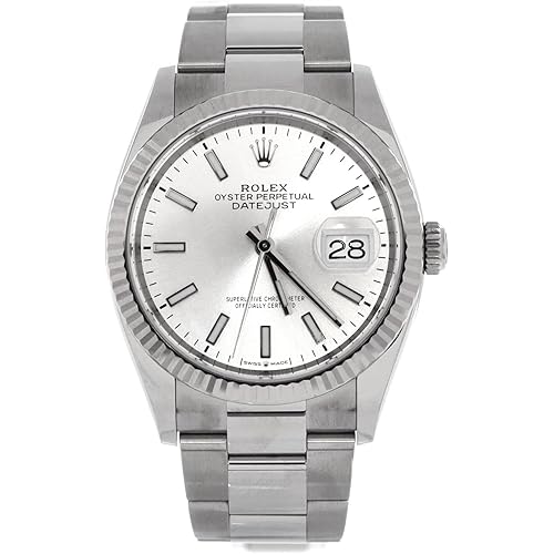 Rolex, Pre-Loved Oyster Perpetual Datejust Automatic Watch Stainless Steel and White Gold 36, Silver