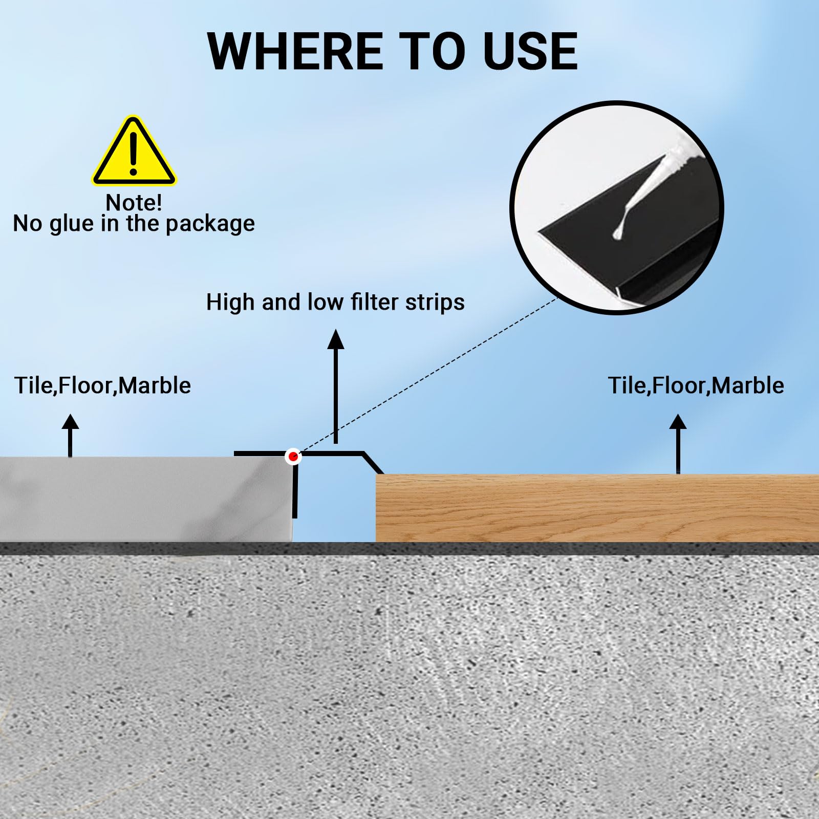 Strisce di transizione a pavimento in alluminio, profilo di transizione per compensazione dell'altezza 5-12 mm, rammenda per soglia della porta, laminato, piastrelle, pavimenti in legno, 0,9 m x 43 mm