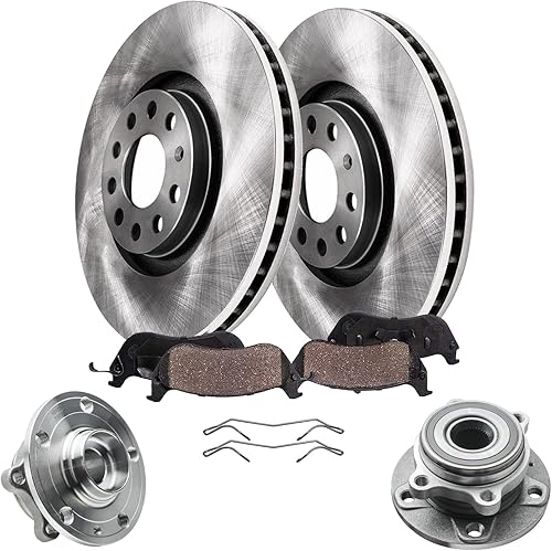 Detroit Axle - Kit de freno delantero para Volkswagen Jetta 2010-2018, rotores de freno de disco, pastillas de freno de cerámica, bujes de cojinete