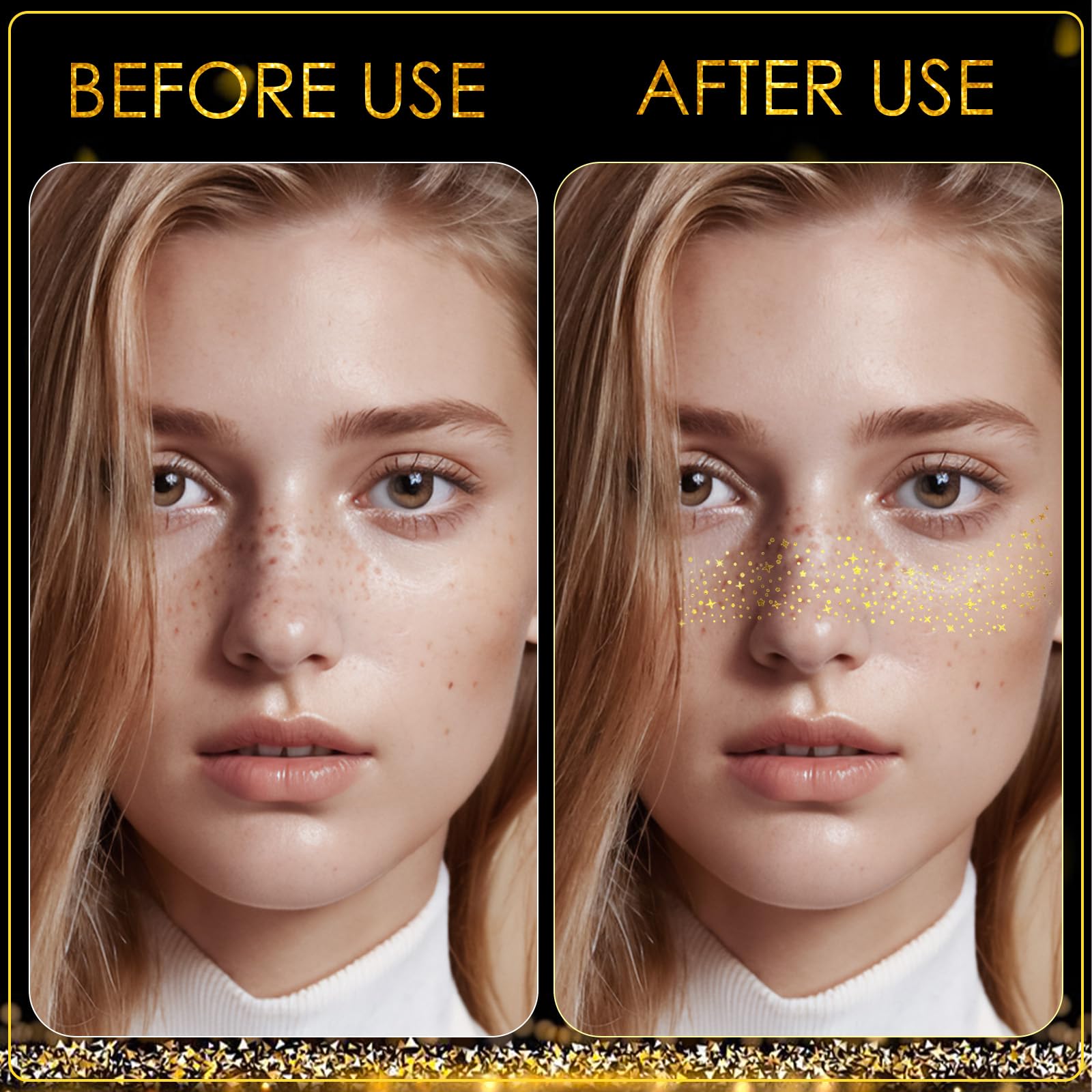 24 piezas de tatuajes faciales con purpurina dorada y plateada, pecas brillantes, parches de maquillaje con purpurina para el cuerpo y la cara, accesorios de maquillaje impermeables de larga duración 7