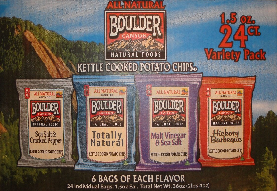 Boulder Canyon Kettle Cooked Potato Chip Variety Pack (24 Individual 1.5 Oz Bags