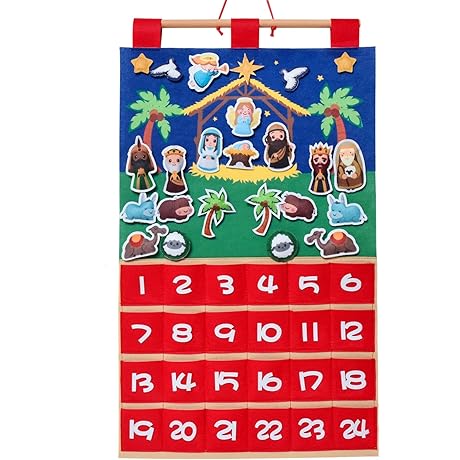 Timoo Nativity Advent Calendar 2023 Fabric Christmas Countdown Calendar for Kids