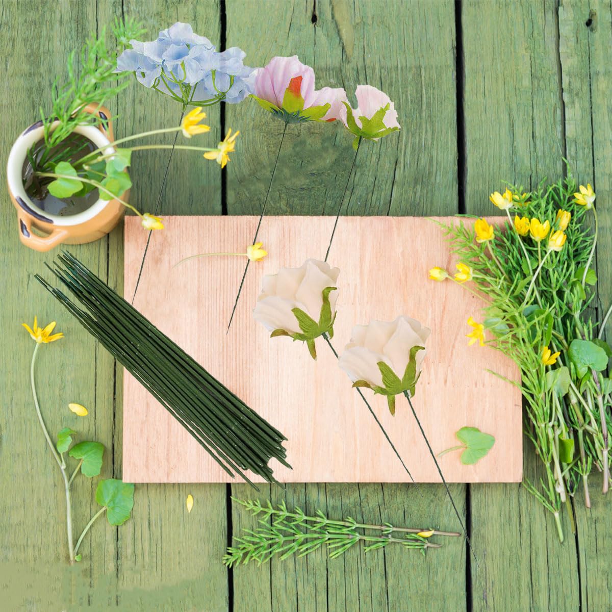 100PCS Floral Stem Wires,Green Crafting Floral Stem Wire For DIY Crafts And Flower Arrangement 14 Inches - View #12