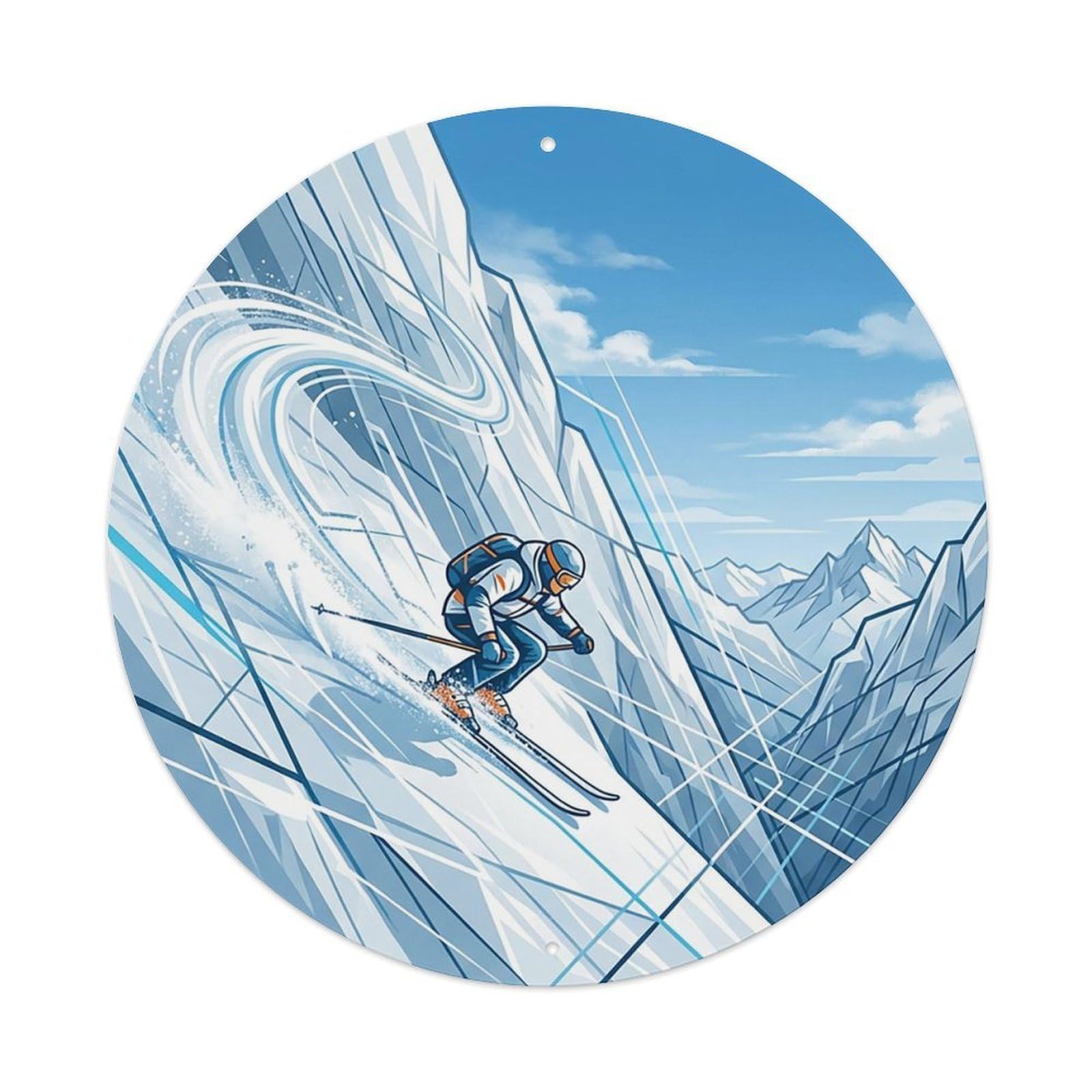 Vintage Steep Skiing Extreme Sports Vintage Metal Tin Sign Plaque Wall Decor for Cafe, Club Bar, Office, Garden Metal Poster 8x8Inch