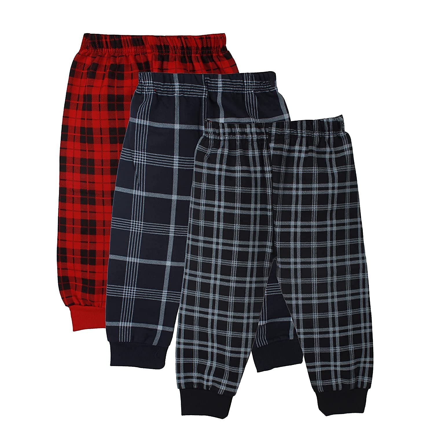 Baby BeaniesBoys and Girls Unisex Woolen Winter Warm Lower Track Pant Regular Fit Inside Fleece Legging Cotton Pajama Pack of 3 (5-6 YEARS, RED COMBO)