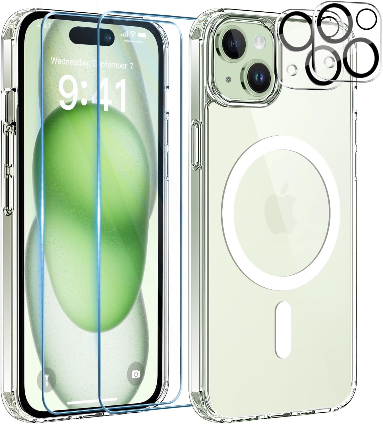 Niphabe Cover Per IPhone 14 Trasparente Con 2 Vetro Temperato Anti