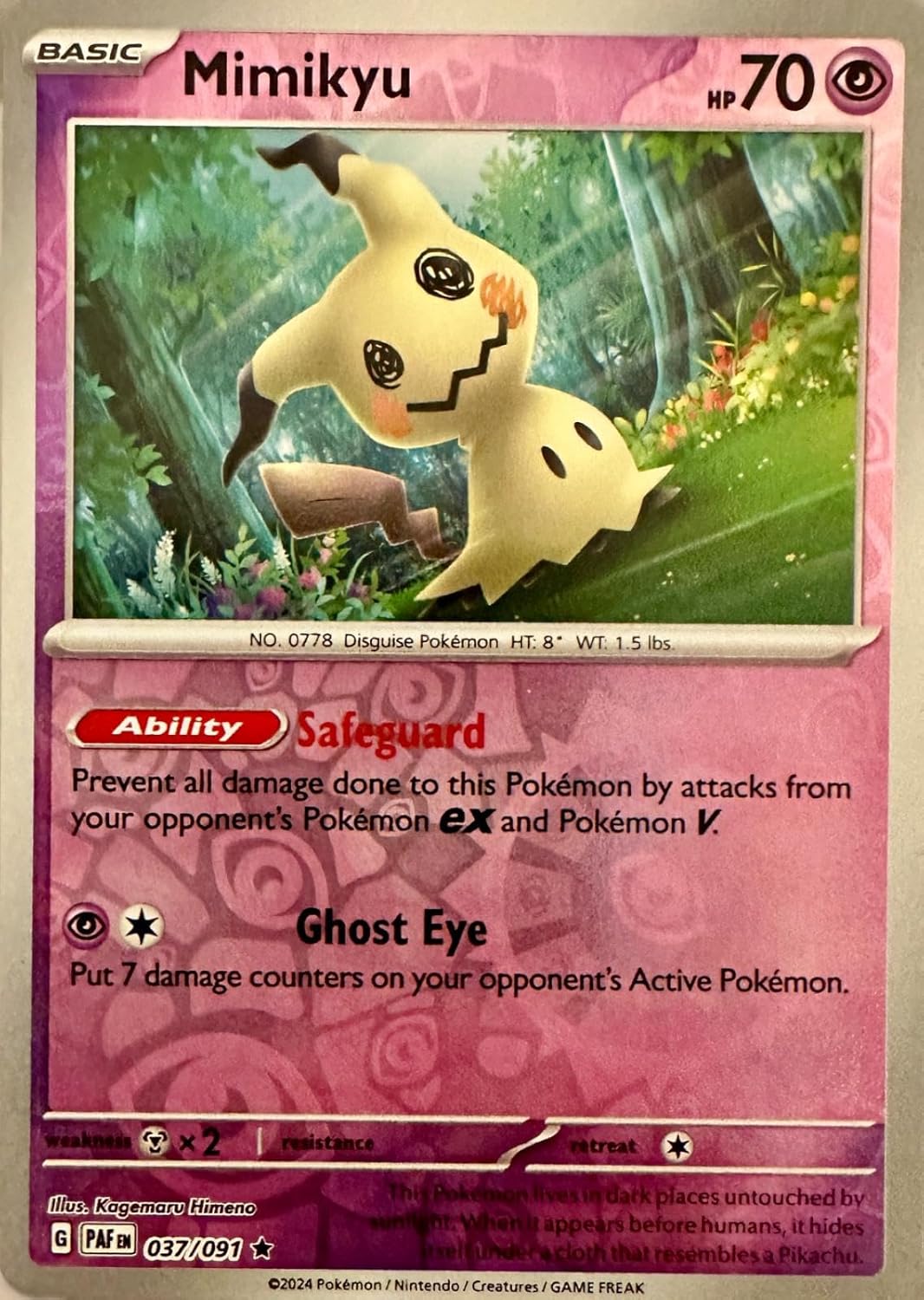 Pokemon – Mimikyu 037/091 – Paldean Fates – Reverse Foil – Single Card