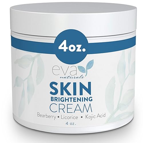 Eva Naturals Crema para mejorar la piel de ácido kójico: hidratante facial con regaliz, gayuba, vitamina C, CoQ10 y ácido alfa lipoico para manchas