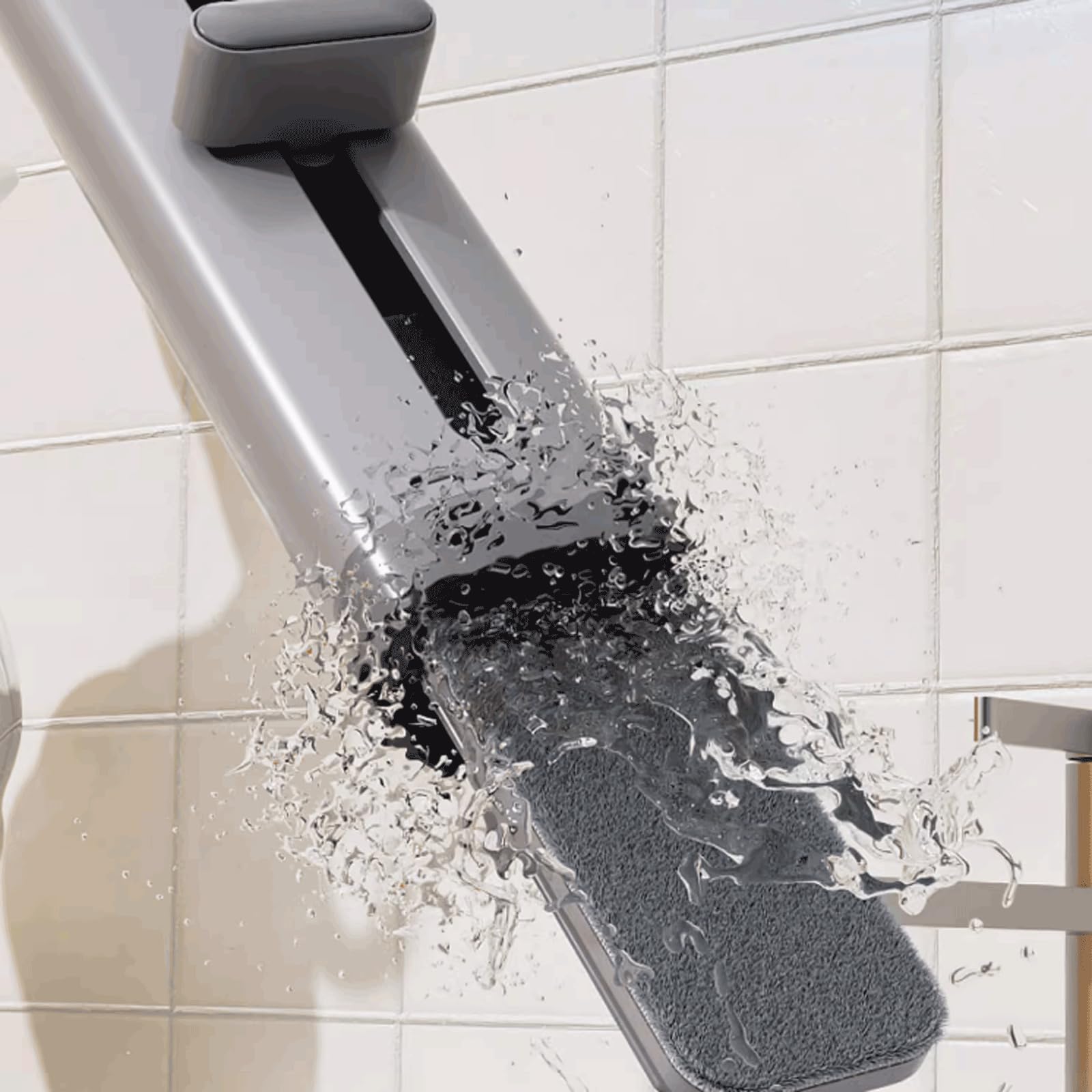 Riutilizzabile Mop in plastica Portatile con 2 testine in Microfibra Mop Extra Piatto Girevole con Spazzola per Fessure Mop strizzabili estensibili Rimovibile