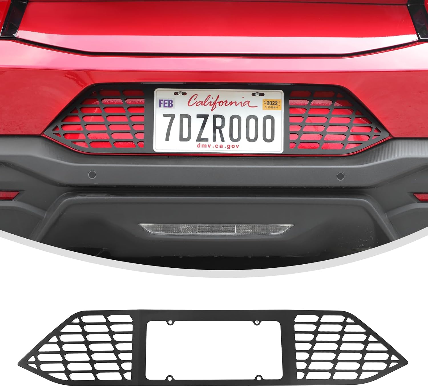 Linskip Rear Decklid Hook Panel Compatible with Ford Mustang 2024 2025 2026+, Striped-Style Rear License Decorative Panel for Mustang Accessories