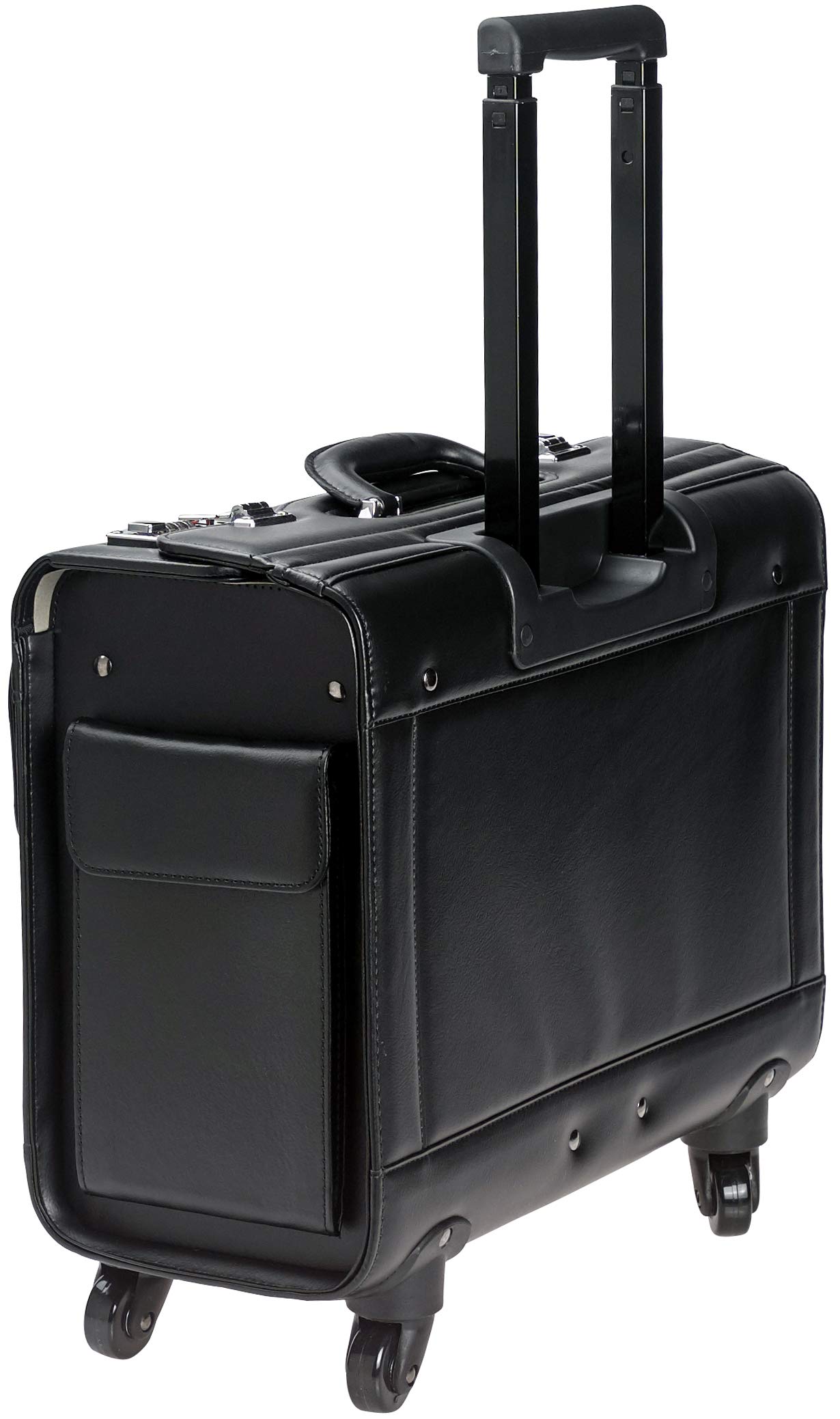 Buy 4 Wheel Deluxe Pro Large Faux Leather Wheeled Pilot Case with Telescopic Trolley Handle