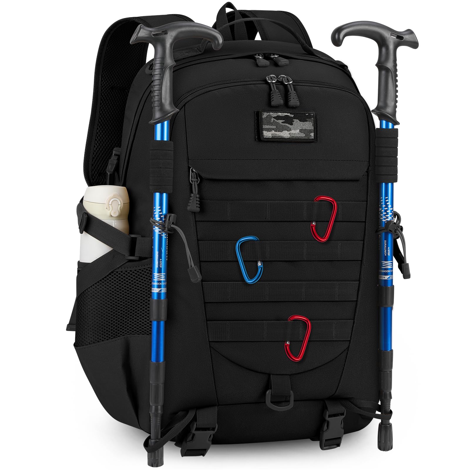 Military Backpack 43L Trekking Backpack Tactical Backpack Large Molle Military Hiking Backpacks for Outdoor Camping Tactical Assault Hiking Travel Black-image-0