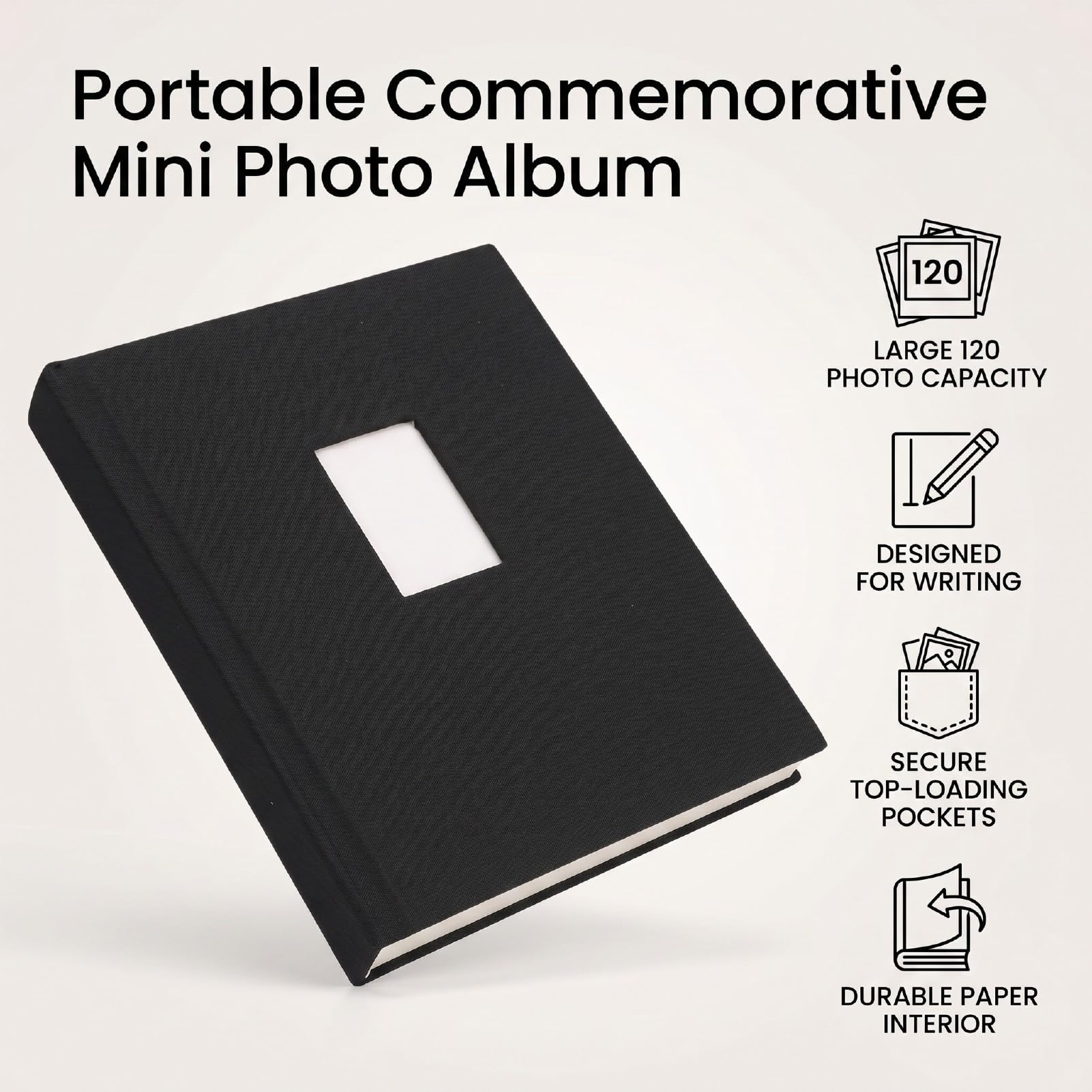 Mini Album Fotografico, Album Fotografico in Carta per 120 Foto da 2 X 3 Pollici (BLACK)